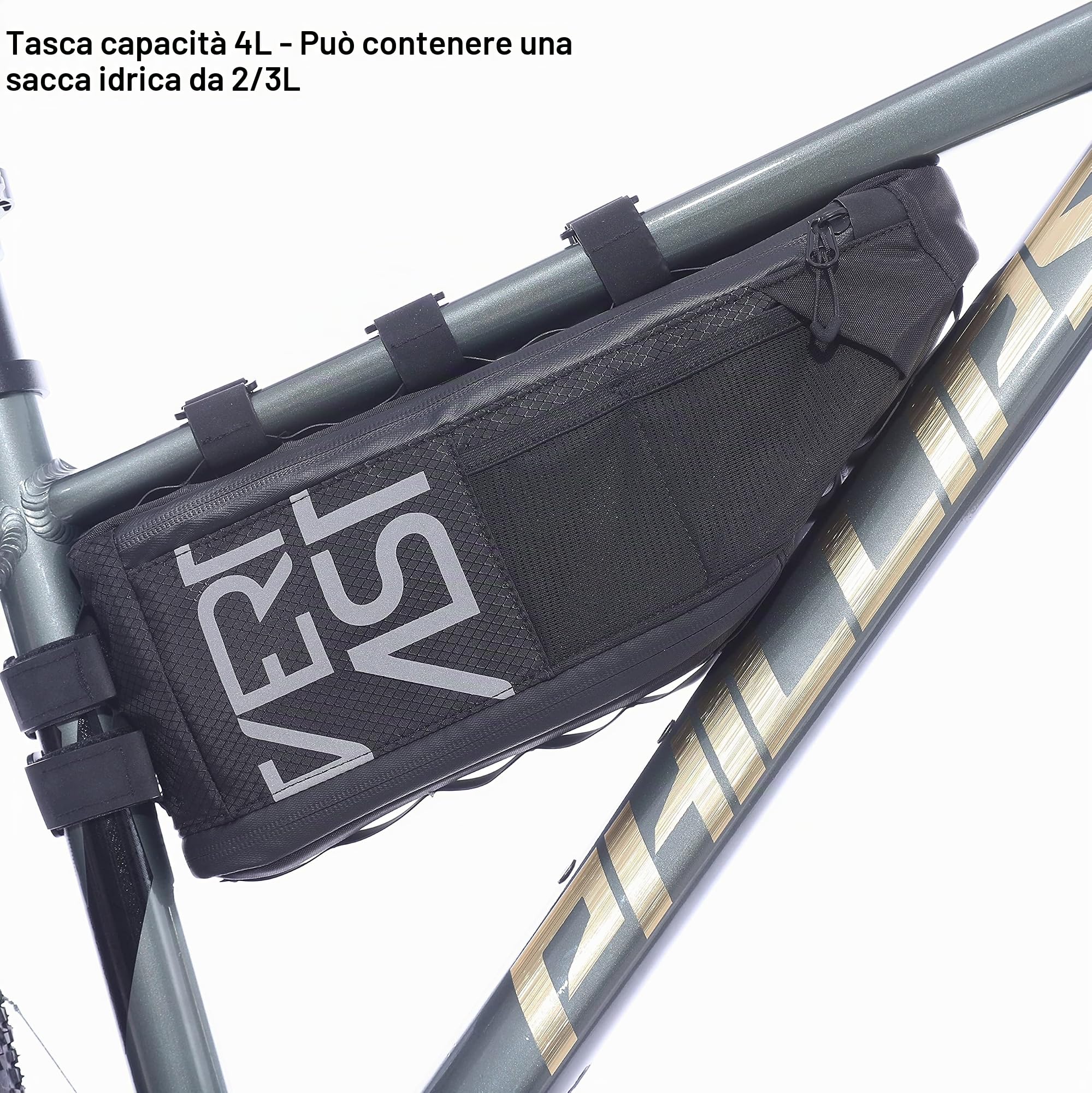 borsa a triangolo impermeabile da montare al telaio della bicicletta, 4 l, per mountain bike o bici da strada, nera