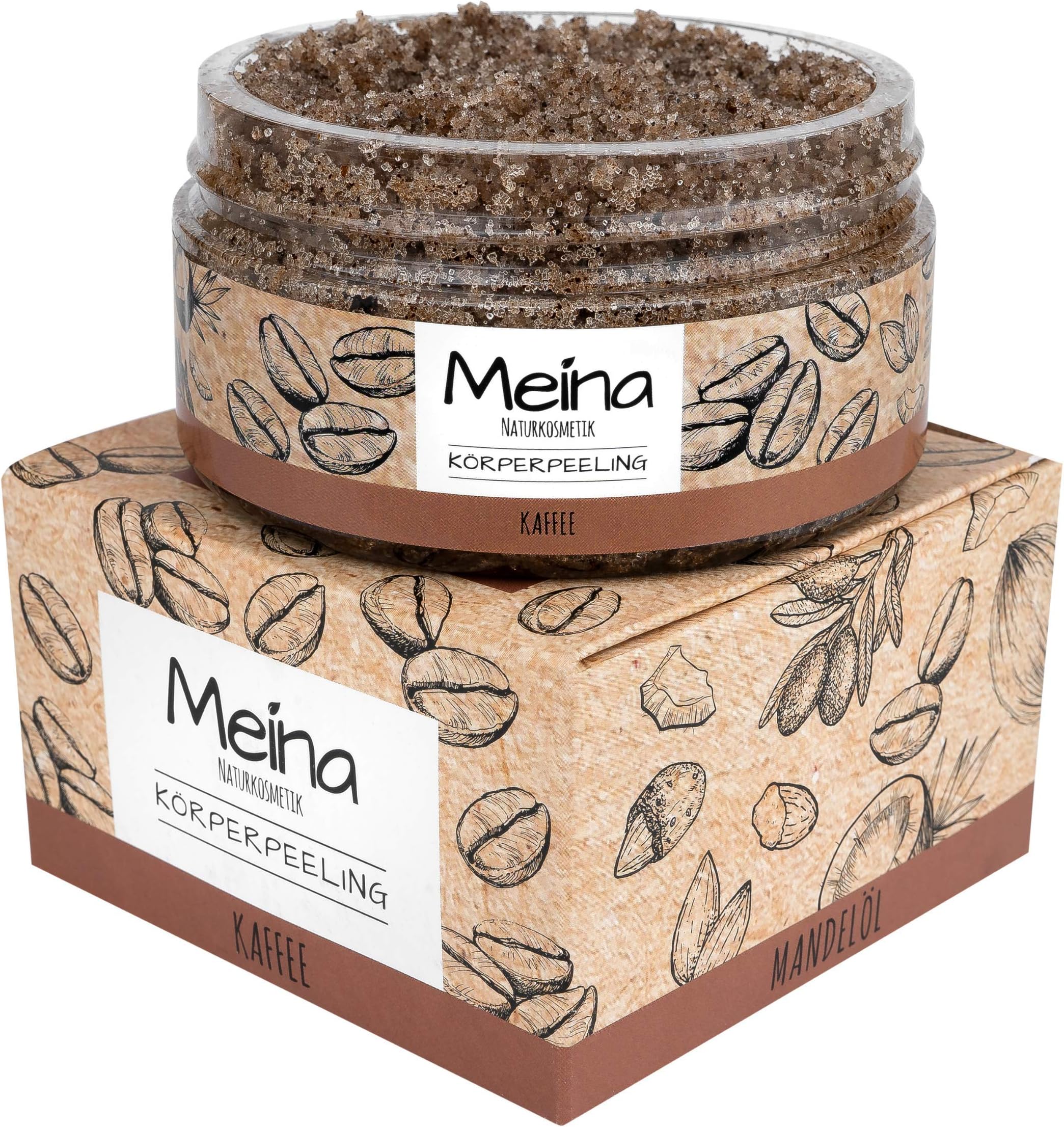 Meina - Sugar Body Scrub with Coffee (1 x 280 g) Bio - Vegan - 100% Natural Cosmetics