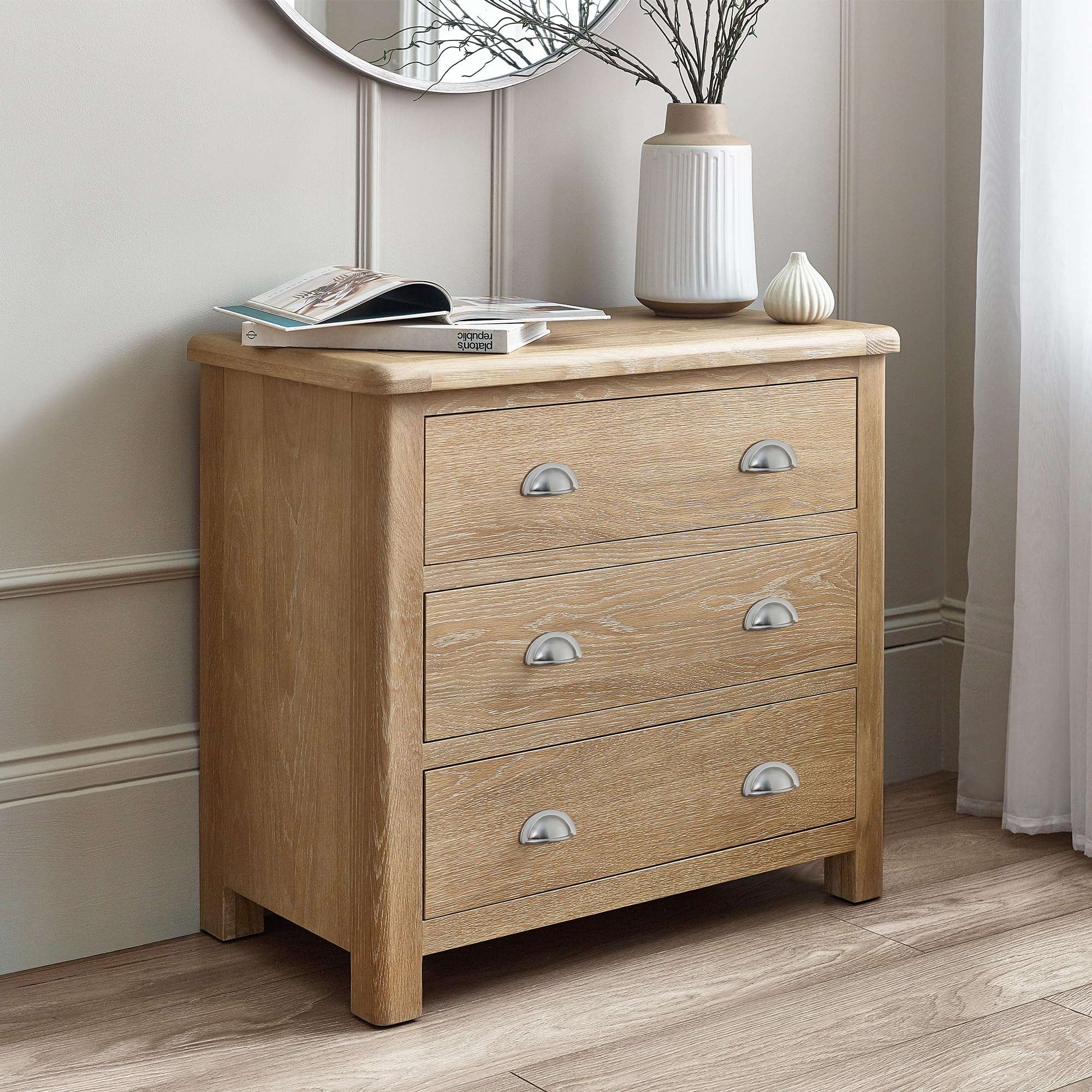Julian Bowen Memphis Limed Oak 3 Drawer Chest