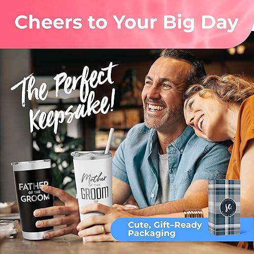 Miniatura 2 de Vaso de acero inoxidable aislado al vacío con tapa y pajilla, regalo para papá para boda, fiesta de compromiso, vaso de viaje