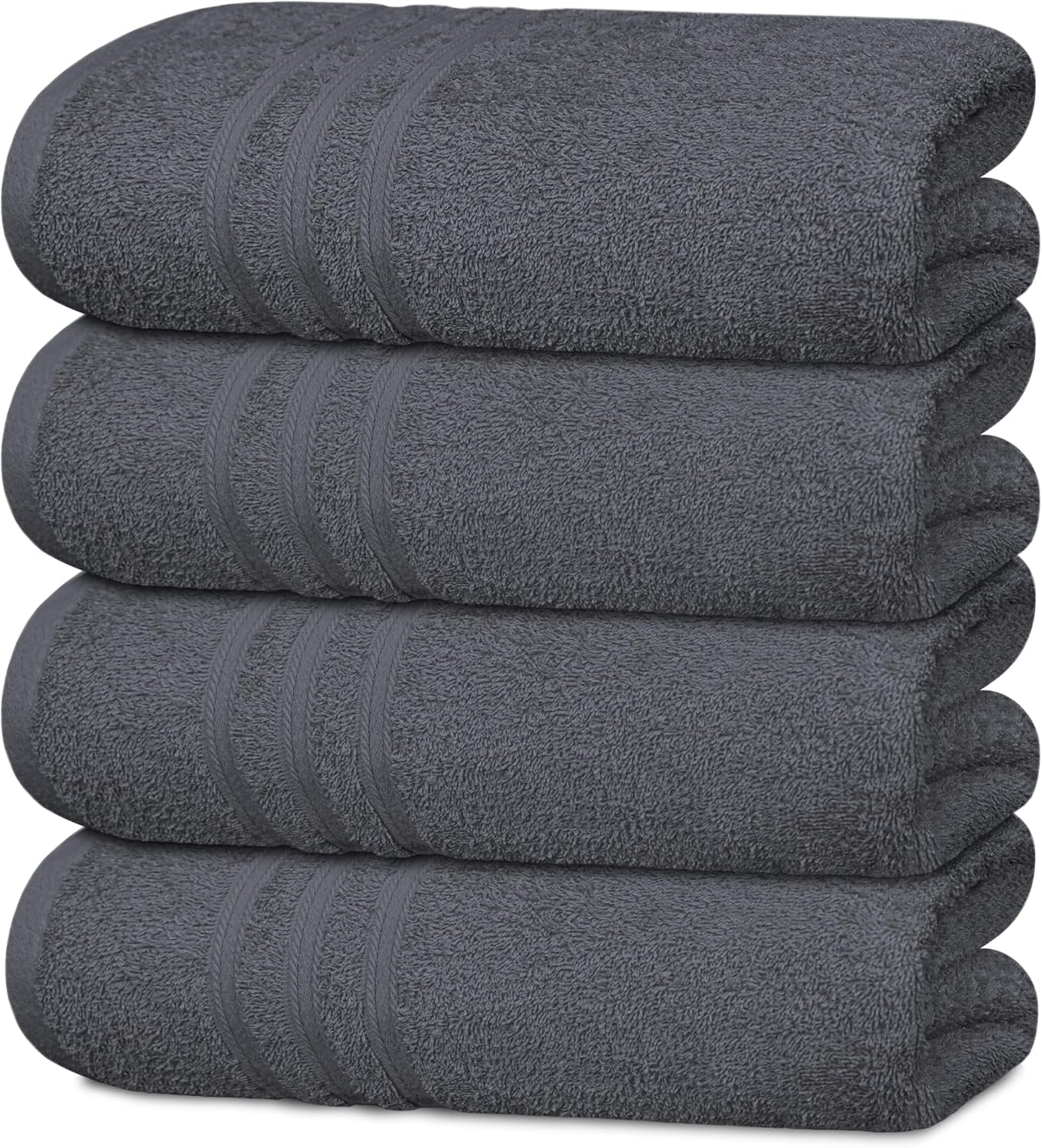 Tens Towels Pack of 4 Soft Bath Towels, 100% Cotton, 27 x 54 Inches, Lightweight & Quick-Dry, Ideal for Daily Bathroom Use, Practical & Comfortable, Dark Grey