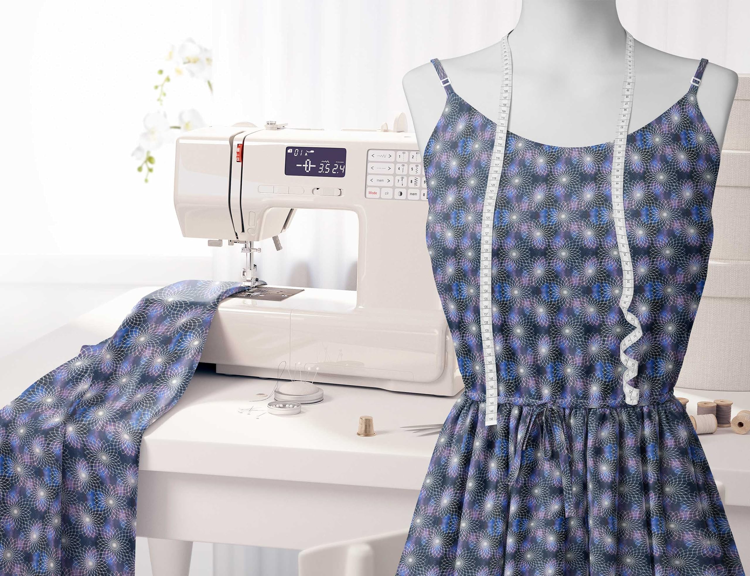 Soimoi Purpura Jersey De Algodon Tela Arte Floral Geometrico Tela Estampada De 1 Metro 58 Pulgadas De Ancho
