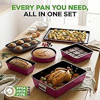 Vista 6 de NutriChef Juego de moldes para hornear antiadherentes apilables de 8 piezas - Libre de PFOA, PFOS, PTFE, juego de moldes para hornear