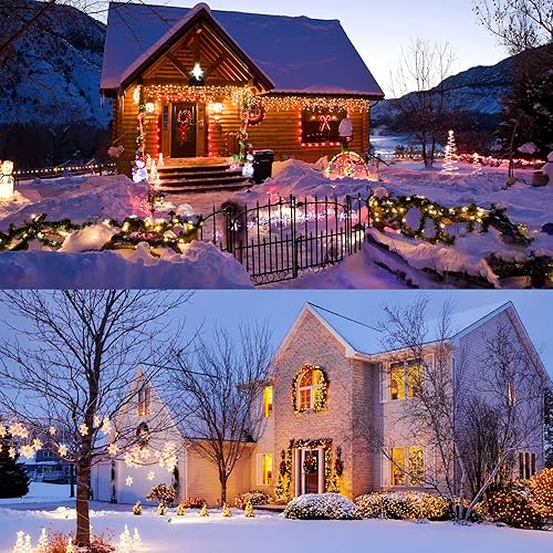 Miniatura 6 de Guirnalda de luces de Navidad, 120 luces LED a pilas, 42 pies, IP65, impermeable, para exteriores, con temporizador, 8 modos para dormitorio,