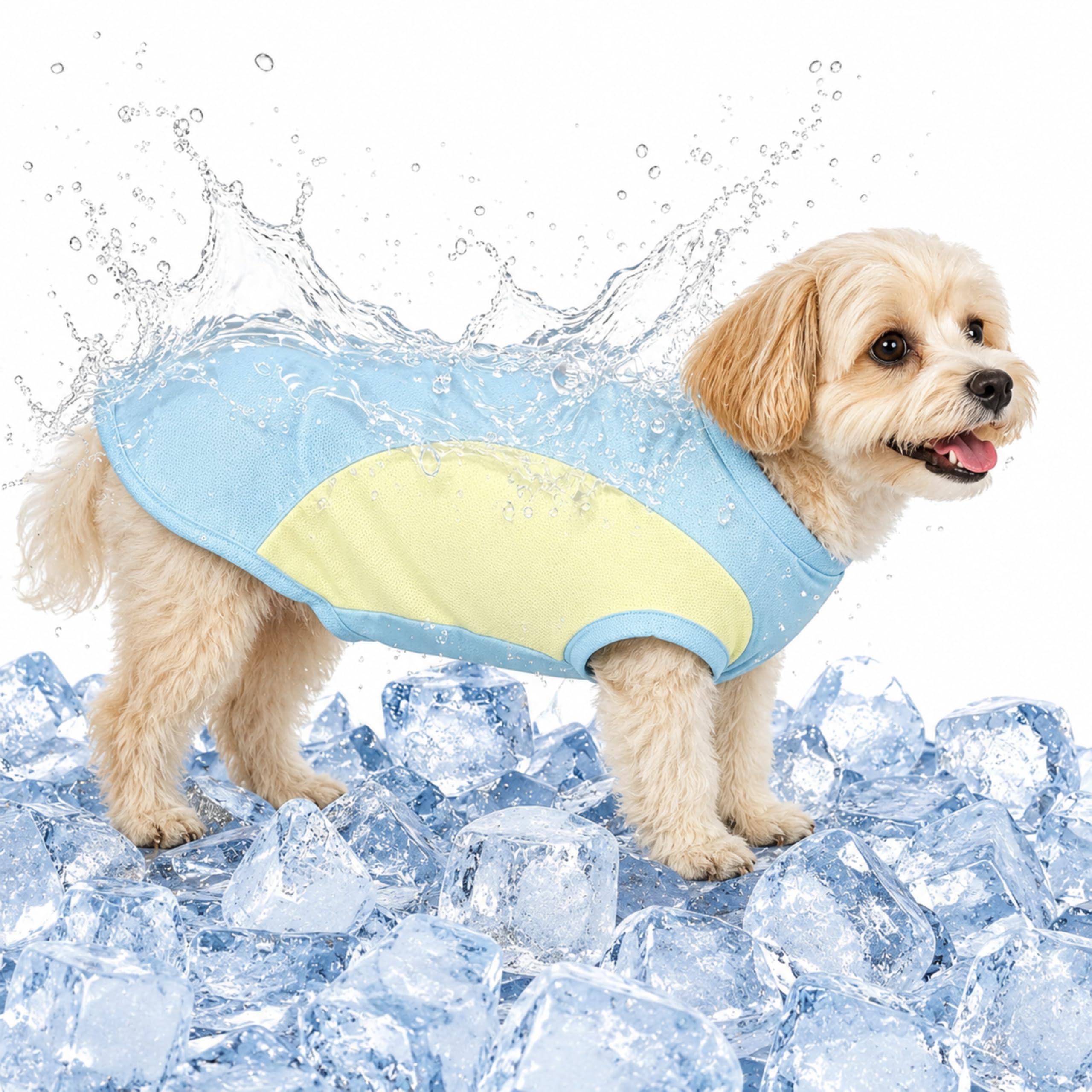 Totnwrooye Dog Cooling Vest, Mesh Cooling Vest for Dogs, Suitable for Small Dogs Weighing 15-20 Catties. Made of Breathable Ice Silk Mesh, Cooling & Sun Protection for Dogs, Indoor & Outdoor Use