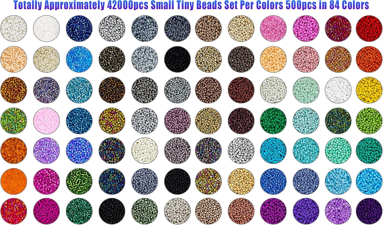42000Pcs 2mm Glass Seed Beads 12/0 Small Tiny Beads Kit with 150Pcs Alphabet Letter Beads Pendants Charms Jump Ring Elastic String for DIY Bracelets Necklace Jewelry Making Supplies - Image 2