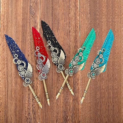 Miniatura 6 de NC Juego de tintas de plumas, incluye 5 botellas de tinta y 6 puntas de acero inoxidable reemplazables, 1 pluma mecánica, bolígrafo de caligrafía