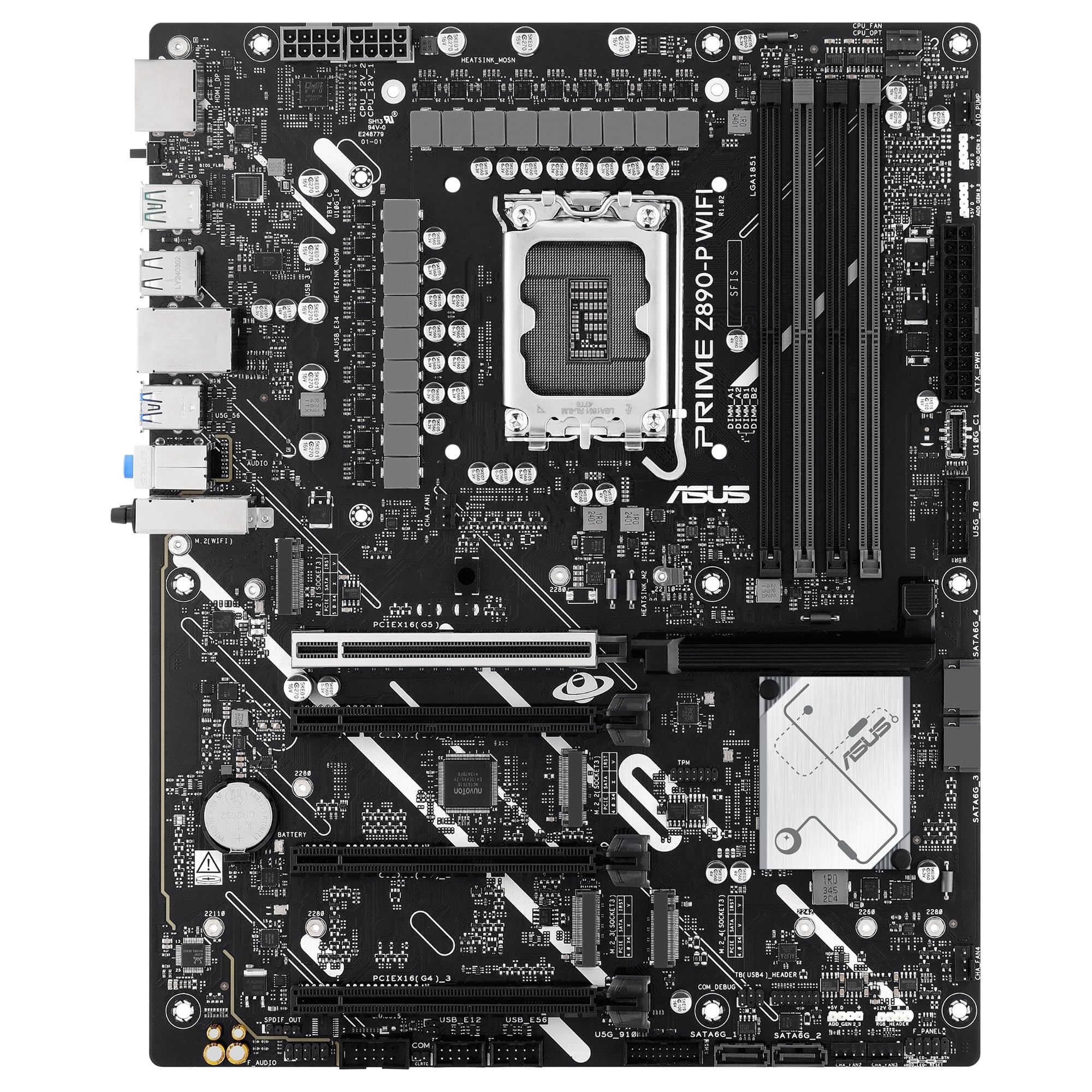 ASUS Prime Z890-P WiFi - Placa Base ATX, 14+1+2+1 (80A) etapas de Potencia, DDR5, PCIe 5.0 Compatible con GPU de última generación, Puerto Thunderbolt 4 USB Tipo-C, Wi-Fi 7, Antena Q