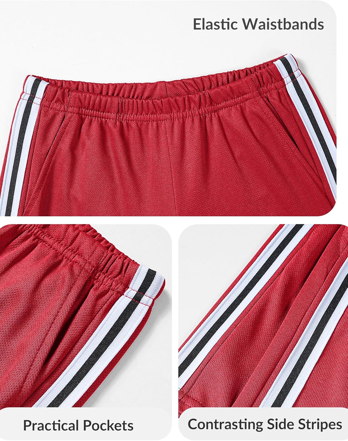 3 Pack Toddler Boy Athletic Shorts Boys Soccer Shorts Basketball Short Pants with Pockets Size 2-5T - Image 5