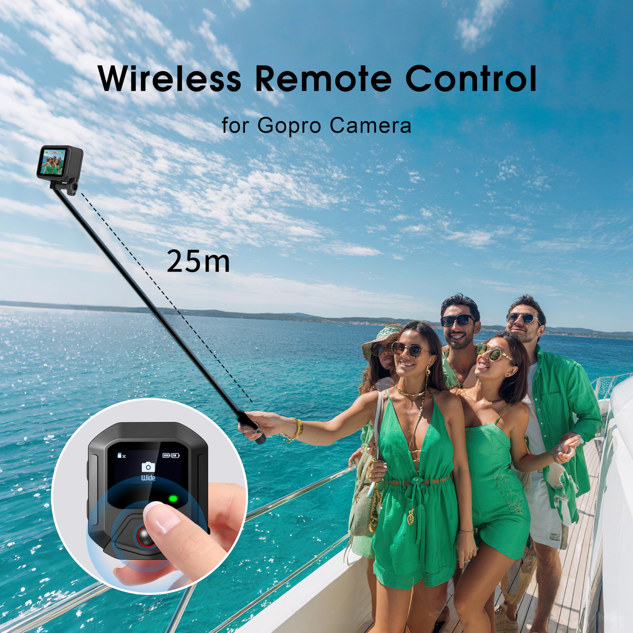 Télécommande pour GoPro Hero 13, contrôleur intelligent portable sans fil avec bracelet compatible avec Go Pro 13 12 11 MAX 2 Display Action Camera Power Battery Accessories