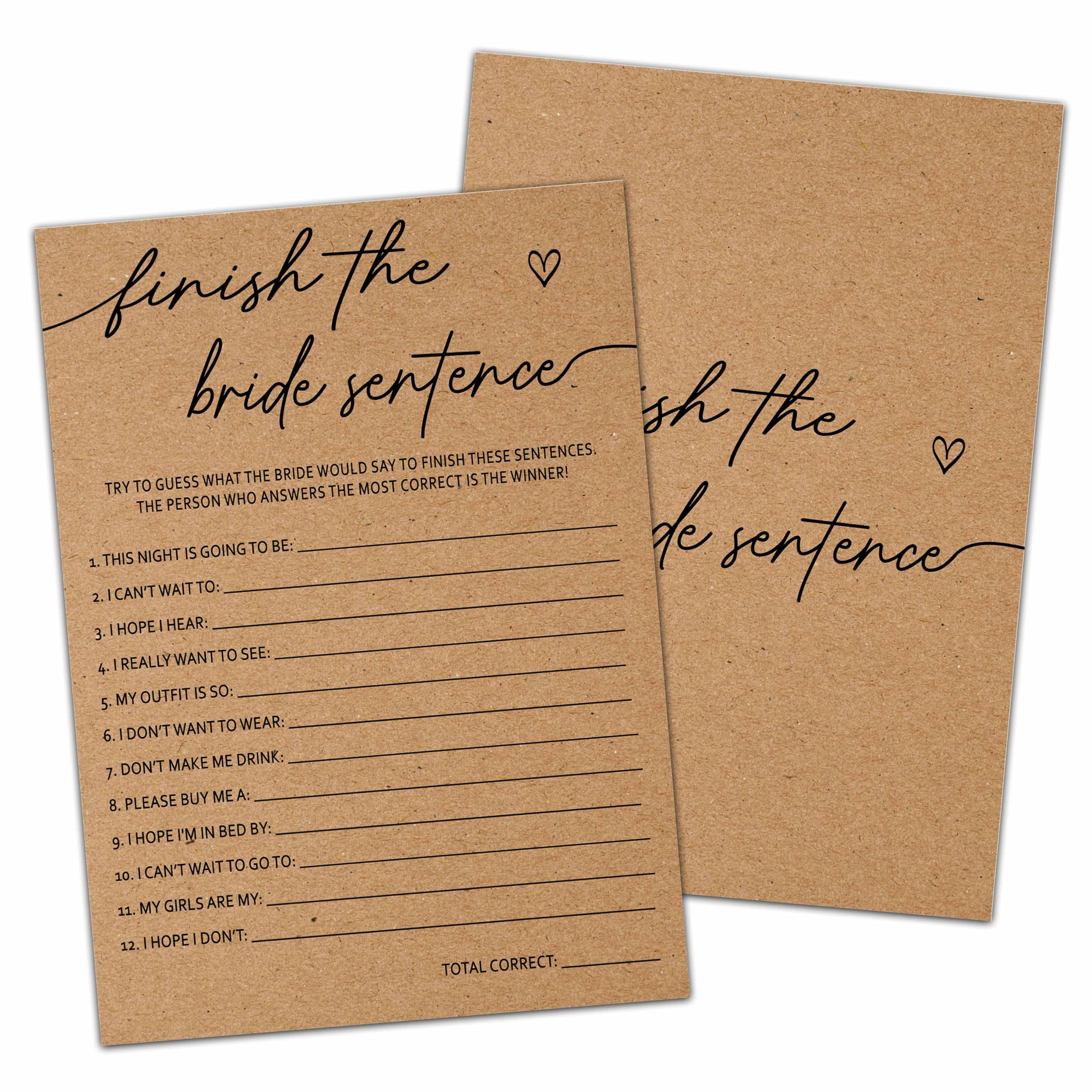 Huastatewolf Kraft Bridal Shower Game, Finish The Bride Sentence Bachelorette Party Games, Kraft Engagement Party Games for 25 Guests,