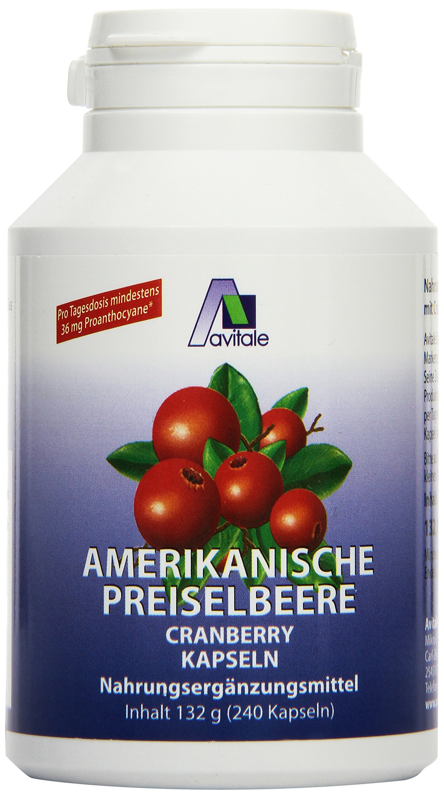 Avitale Preiselbeere amerikanisch 550 mg Kapseln, 240 Stück, 1er Pack (1 x 132 g)