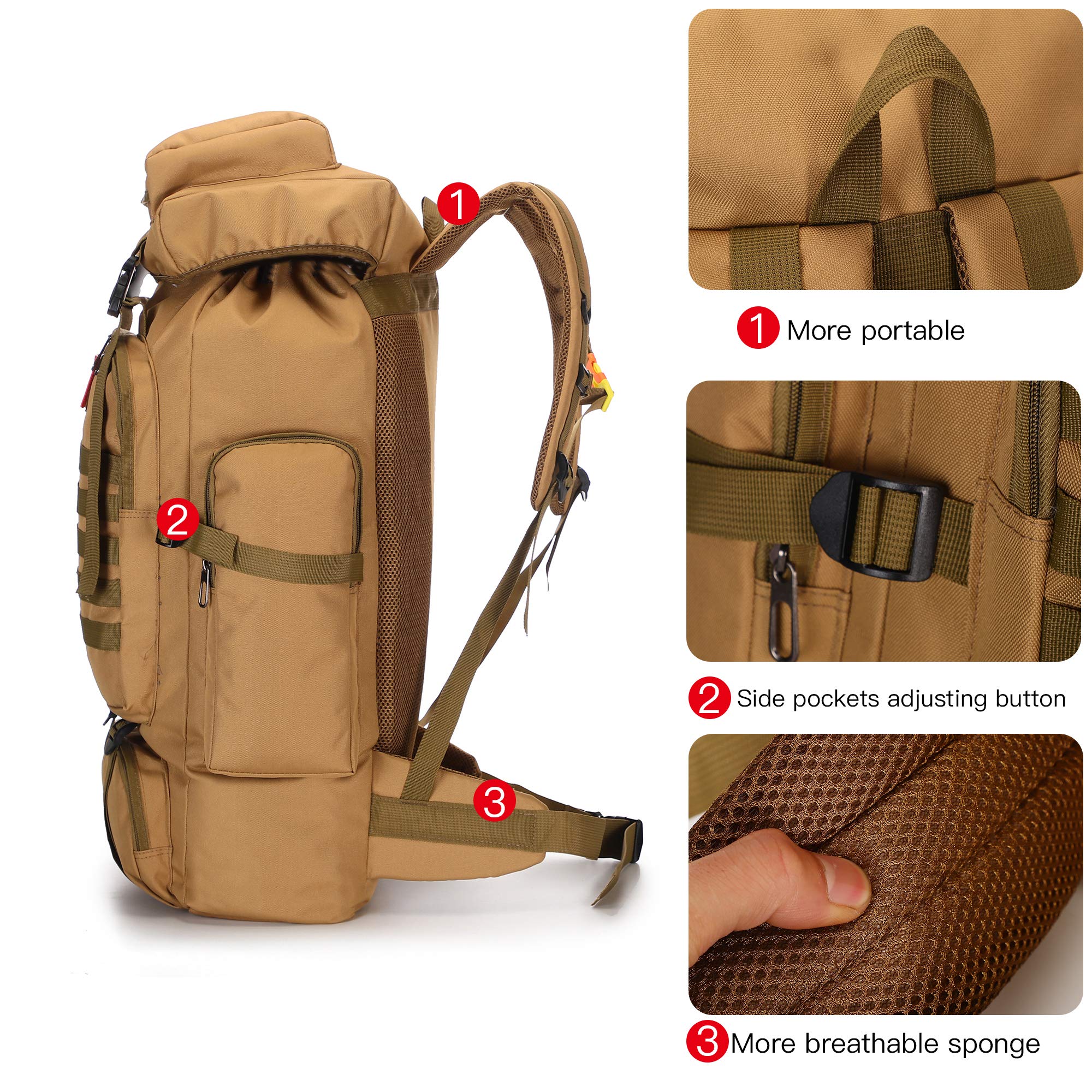 70L Campeggio Escursionismo Militare Zaino Tattico Outdoor Impermeabile Regolabile Borse Sportive