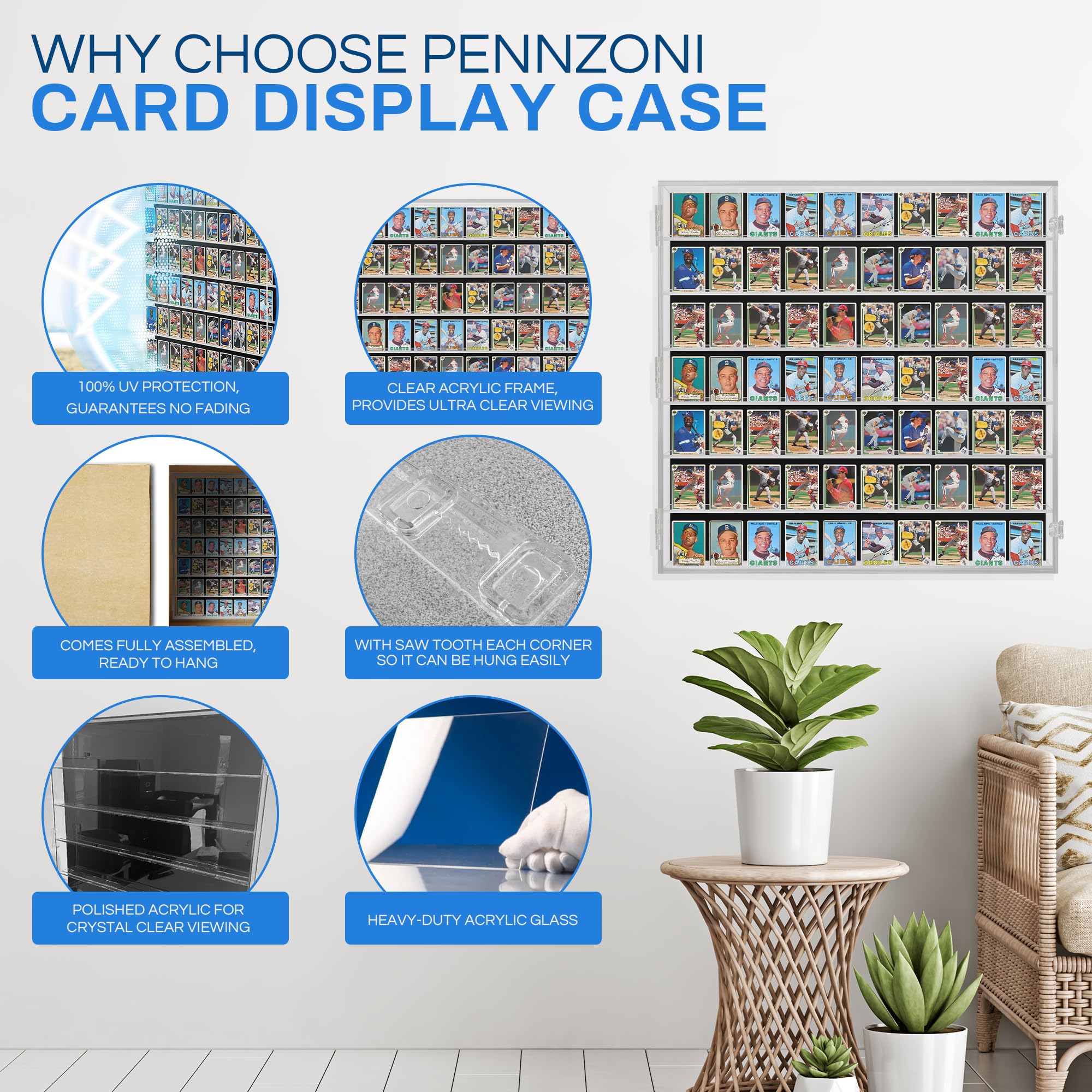 card display frame for ungraded and graded cards Amazon.com: PENNZONI Baseball Card Display Case