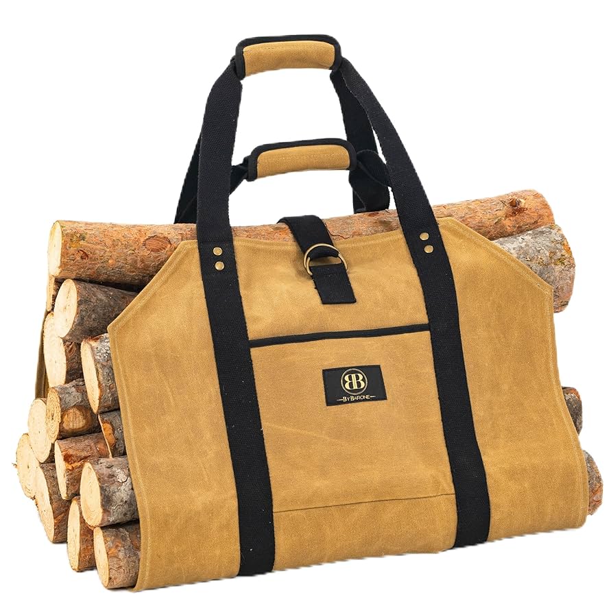 Waxed Canvas Firewood Bag Carrier Fireplace Stove ... U2013 Grandado