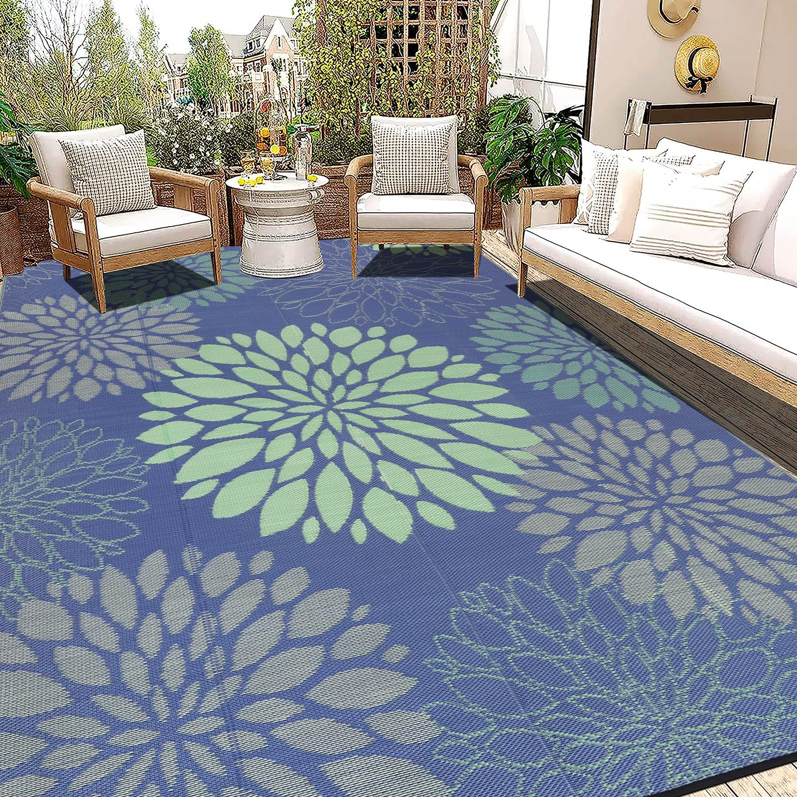 Ileading Waterproof Outdoor Rug 9x12