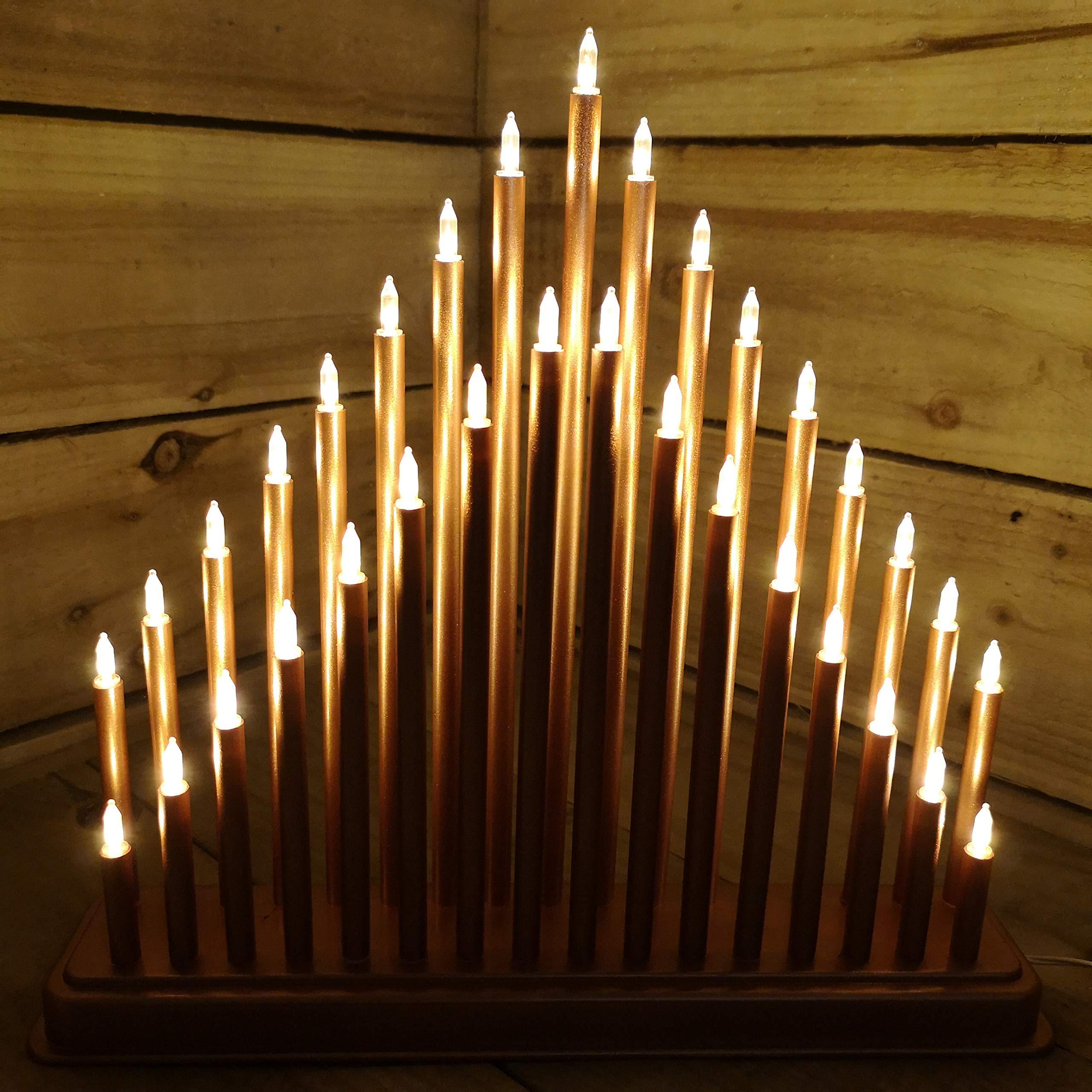 Premier 36Cm Christmas Rose Gold Candlebridge With 33 Warm White Leds