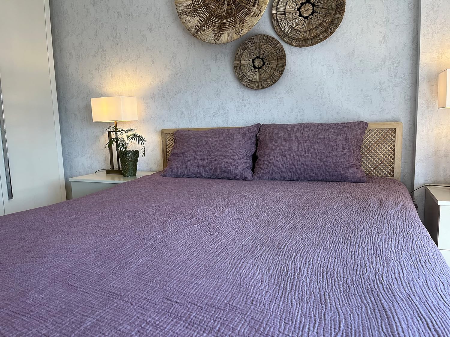 Muslin Blanket 100% Cotton, 4 Layers Bedspread, Soft Turkish Cotton Muslin Bed Cover, Reversible Coverlet, Plum (Full/Queen Size 91x95 - (230x240cm))