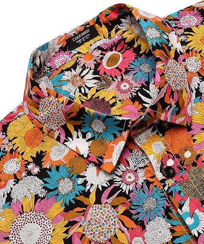 Miniatura 5 de COOFANDY- Camisa hawaiana tropical de manga corta para hombre, estilo informal con botones, camisa de playa floral para verano con bolsillo