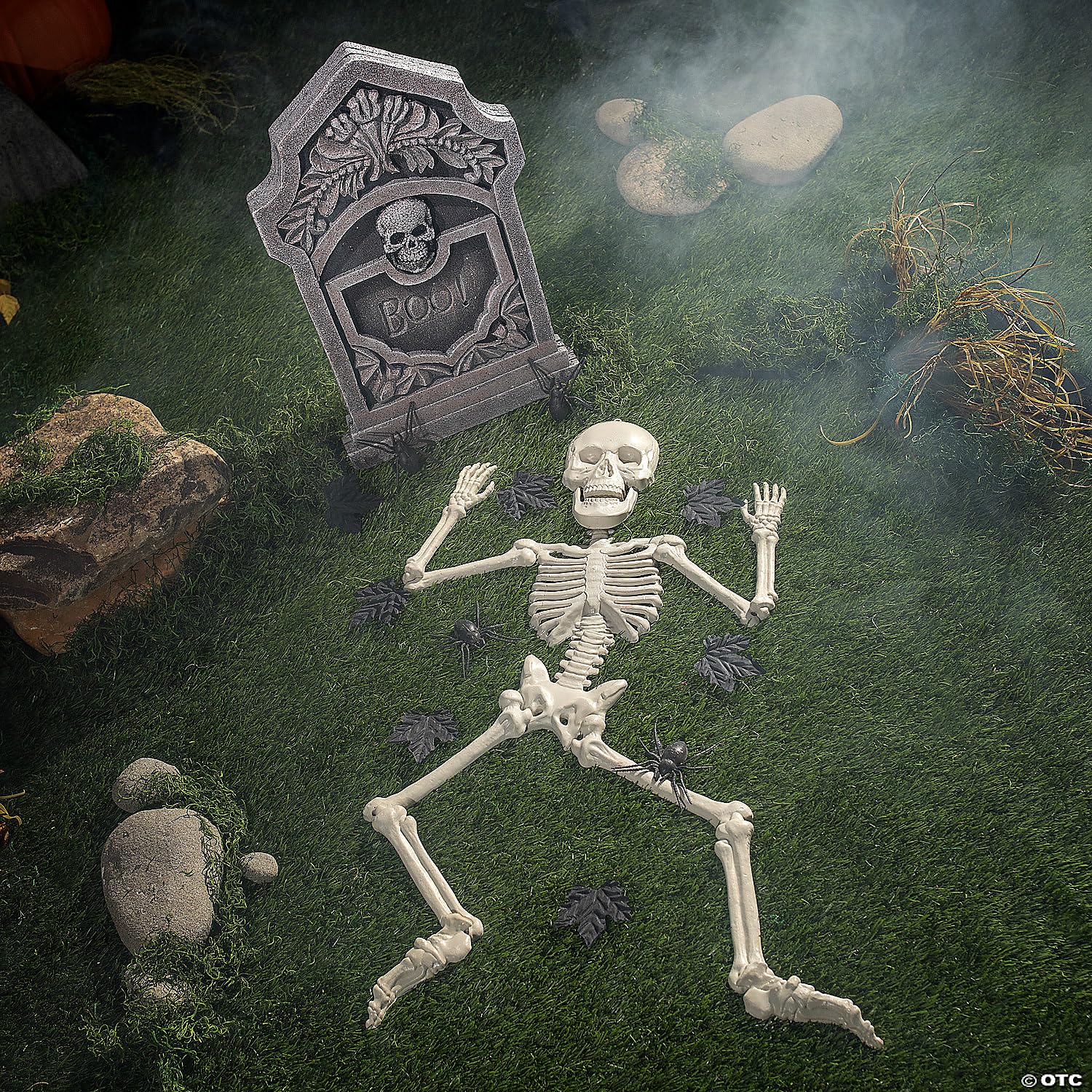 Oriental Trading Halloween Express Boo! Tombstone & Skeleton Graveyard Halloween Decorations Set – 24 Pc.