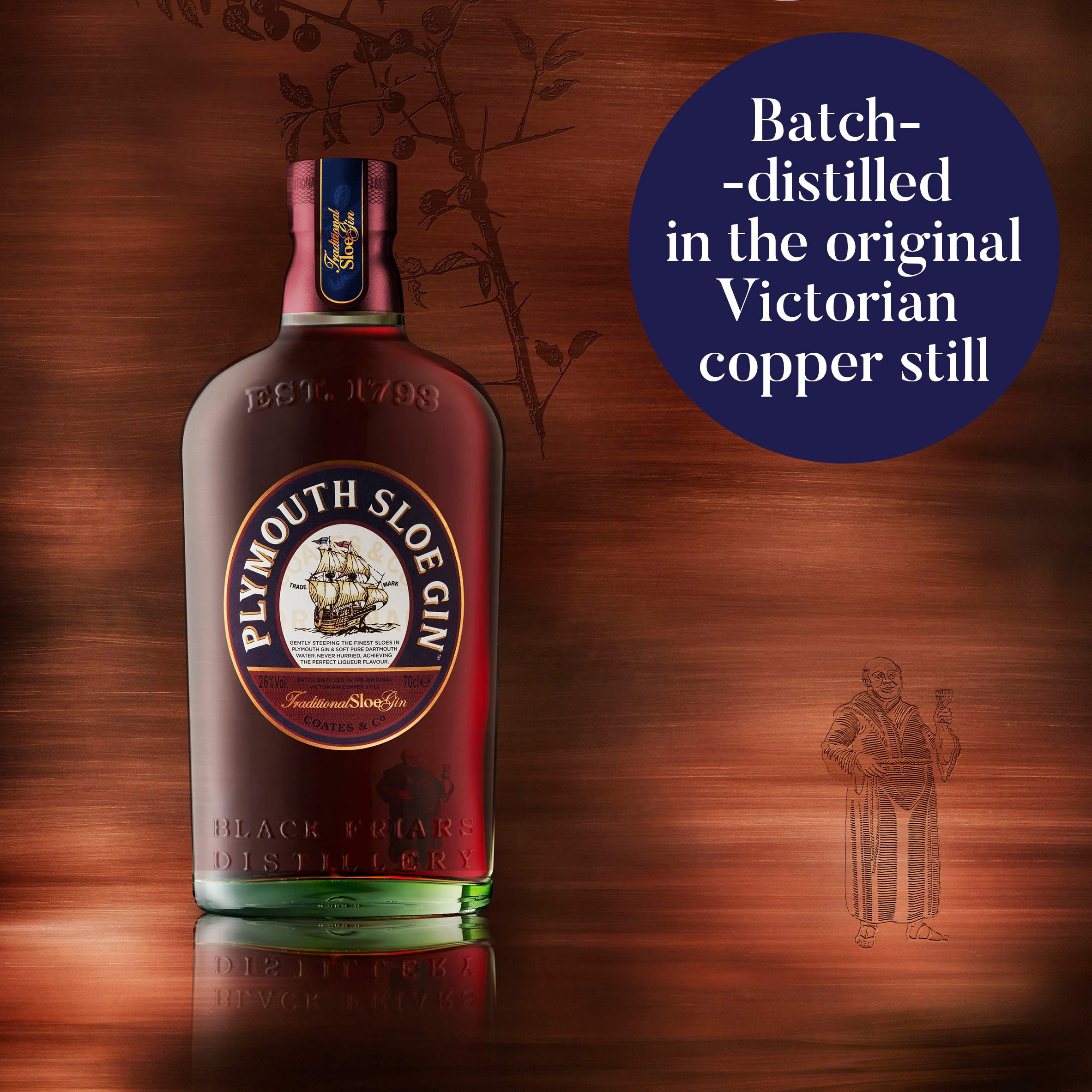 Plymouth Sloe Gin – Gin-Likör auf Basis von Schlehenbeeren mit fein-fruchtigen Noten und weichem Aroma – Traditionell hergestellt in der ältesten Destillerie der Welt – 1 x 0,7 l