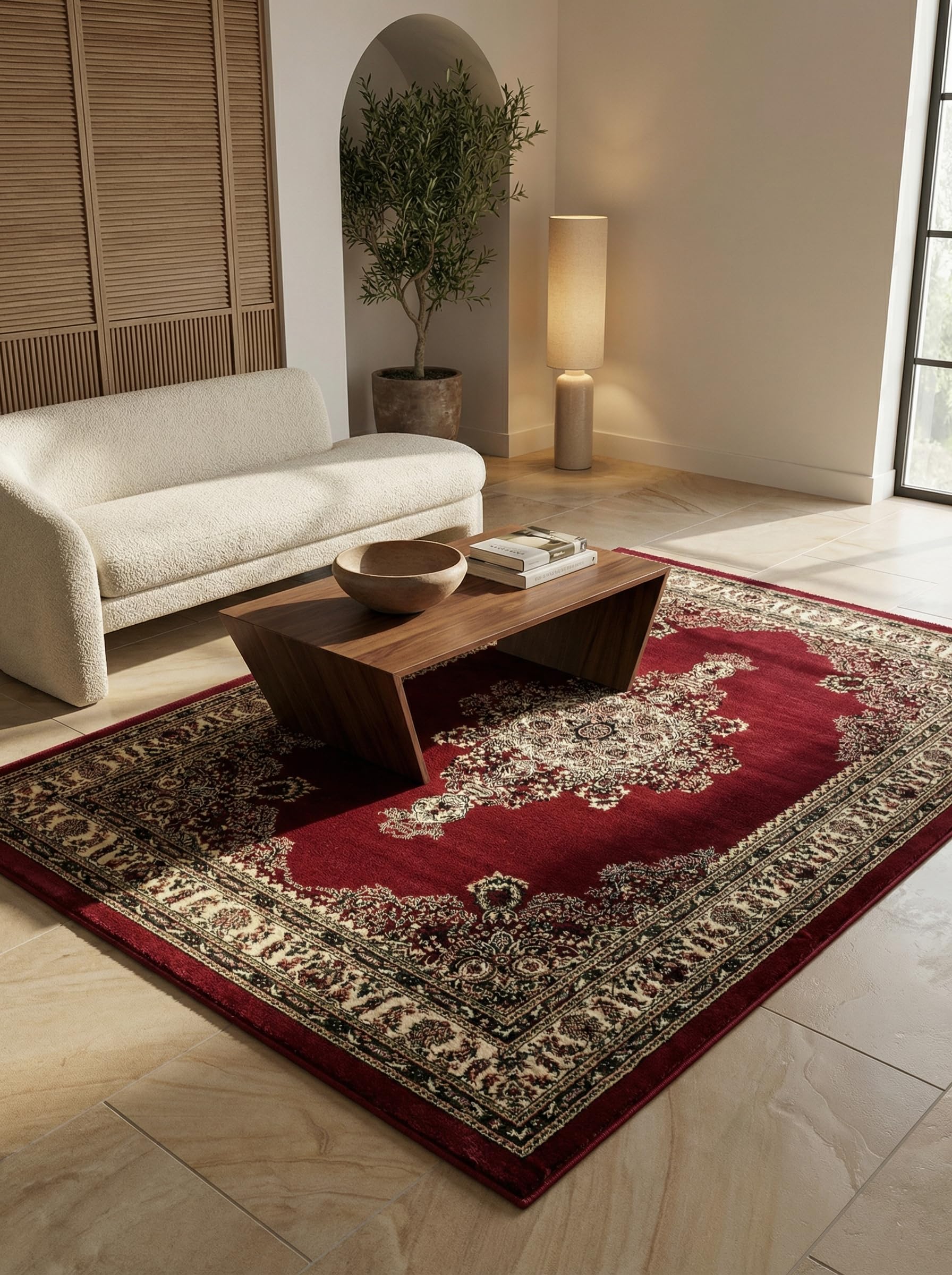 Tapis lavable et antidérapant ALETSCH rouge 160x230 cm pour entrée sans glisser