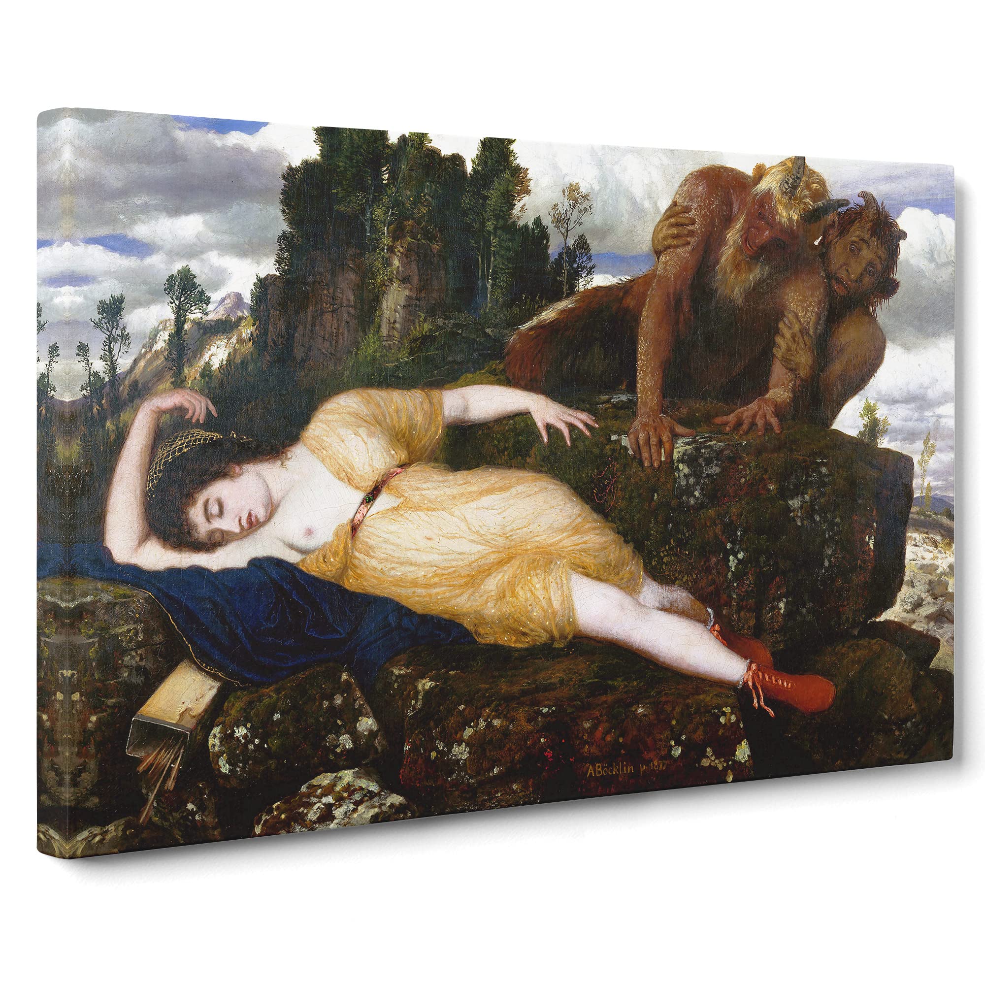 Arnold Bocklin Sleeping Diana Watched by Two Fauns Canvas Print, Mixed, 25L x 50W cm