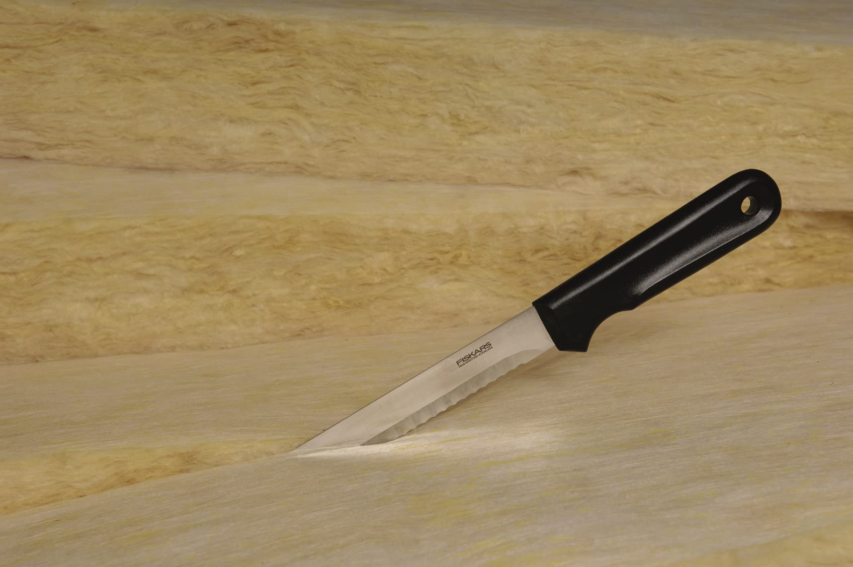 Fiskars Couteau à laine de verre, Longueur totale: 42 cm, Acier inoxydable, Noir, K20, 1001626