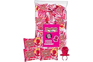 Ring Pop Colorfest Pink Strawberry Bulk Candy - 30 Individually Wrapped Candy for Valentine's