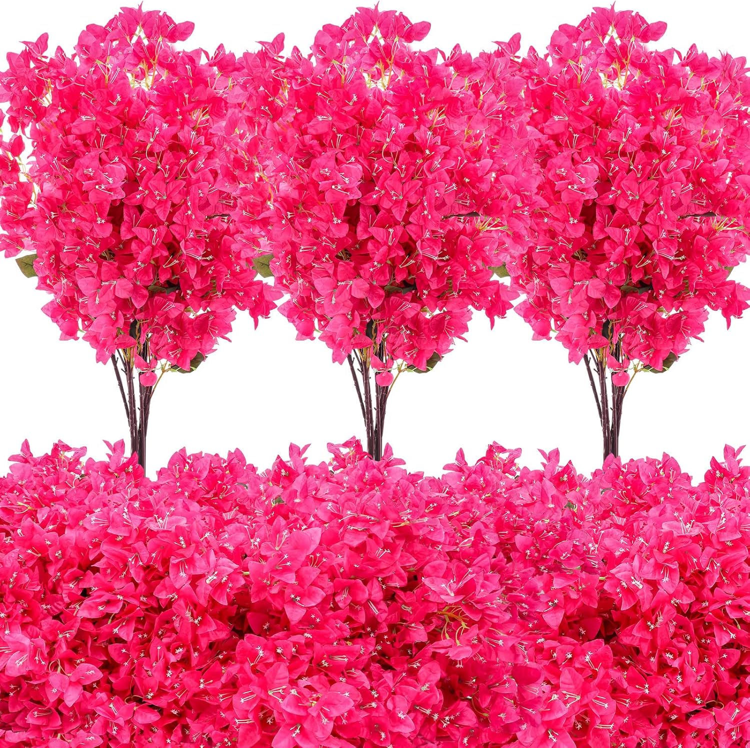 30 Pack Artificial Bougainvillea Floral 38" Silk Long Stem Bougainvillea Plants Hanging Table Centerpiece for Home Wedding Indoor Outdoor Decorations (Rose Red)