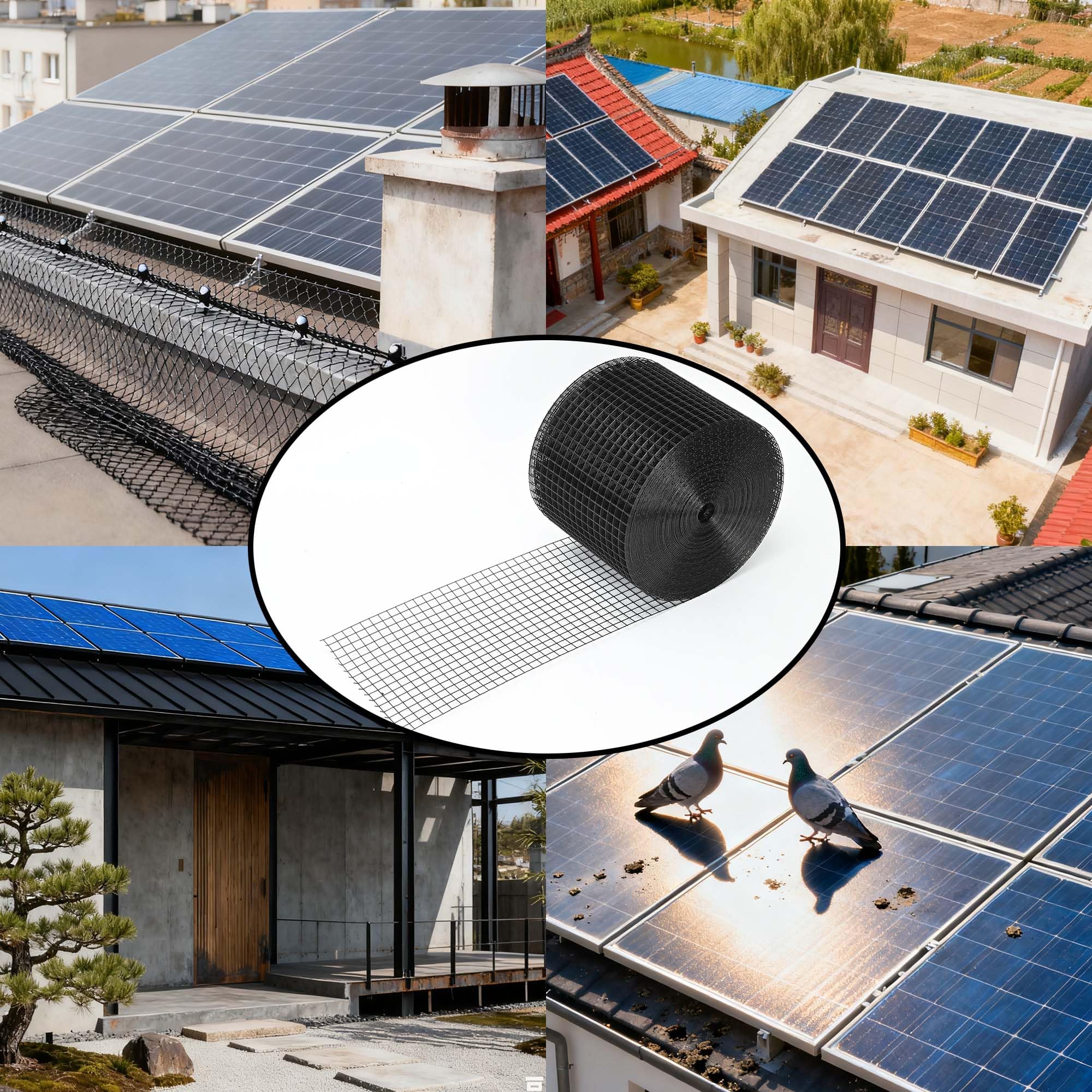 Protección contra pájaros para paneles solares, red de PVC de 20 cm × 30 m, alambre de 1 mm de diámetro, con kit de fijación y herramientas