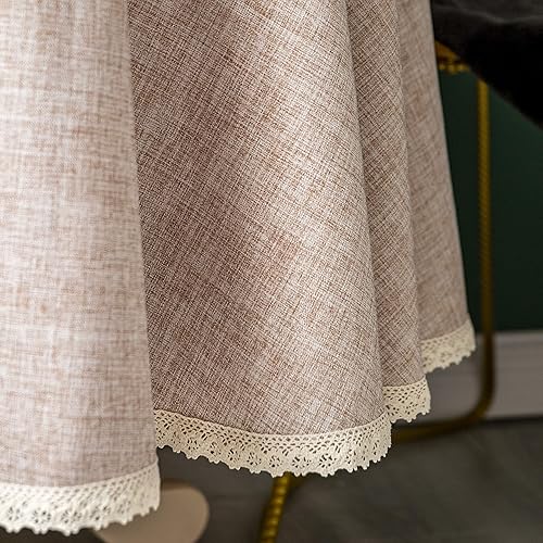 Miniatura 4 de Mantel de lino rústico de arpillera lavable, de peso pesado sólido de 70 pulgadas, con borde de encaje, para decoración de cocina y comedor