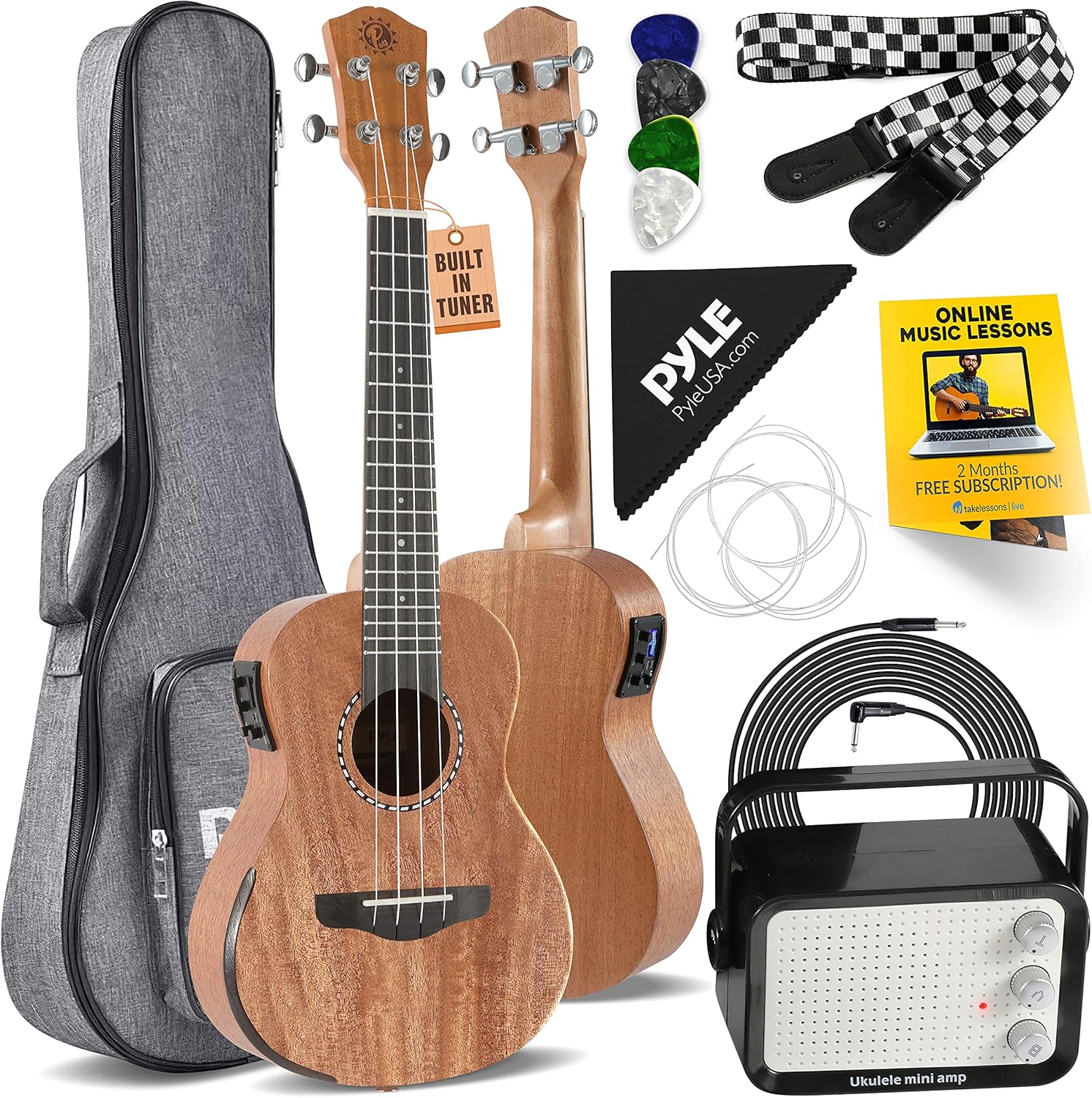 Pyle Acoustic Electric Ukulele and Amplifier Kit 23" Tenor
