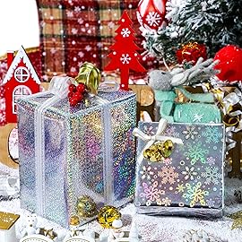 MAYPLUSS Christmas Holographic Foil Wrapping Paper - 17in x 120in Per Roll - Shiny Silver Snowflakes and Dots Design Iridescent Gift Wrap Paper for Christmas Wedding Winter Shower Holiday Celebration