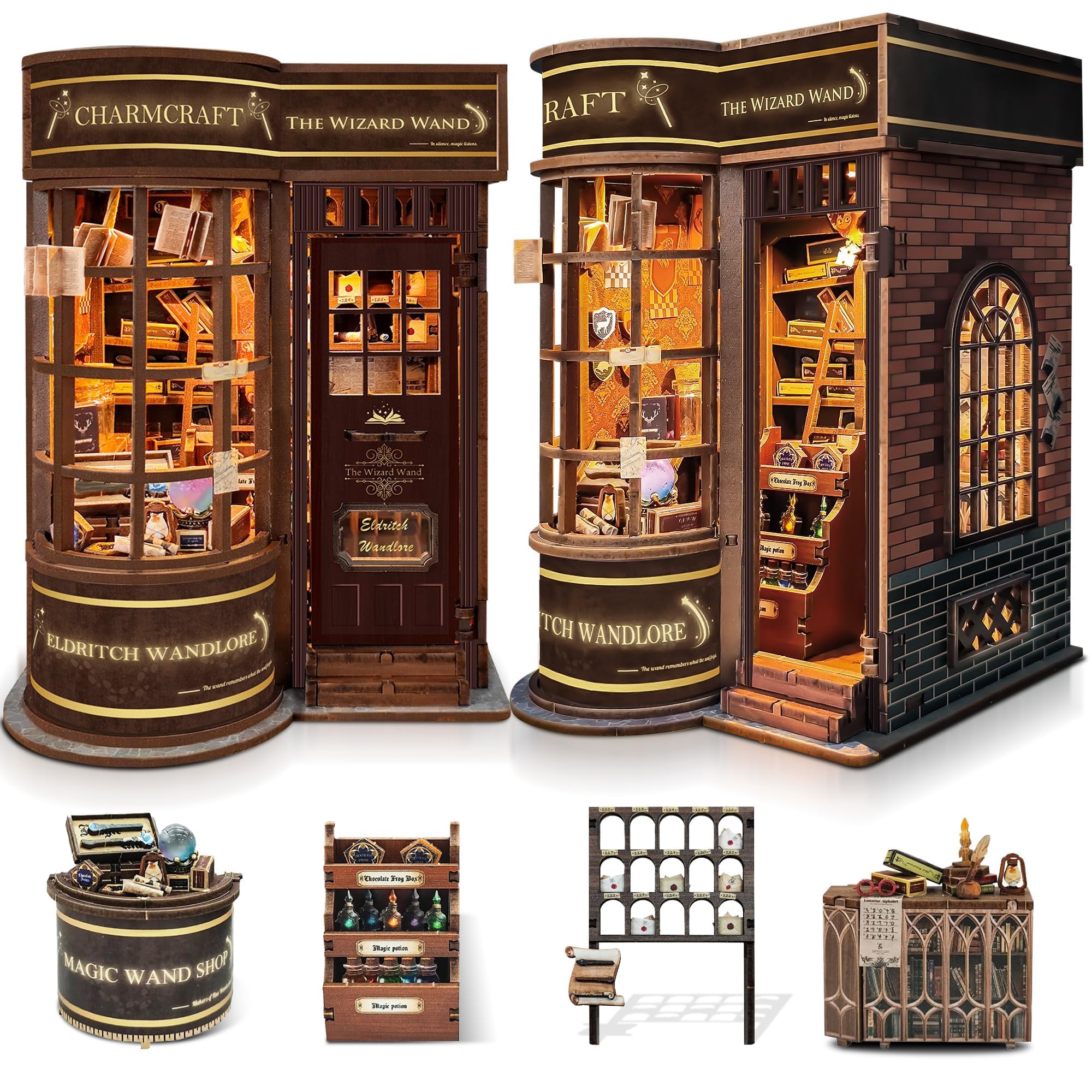 Book Nook Kits for Adults: SUNNINO Book Nook Kit Model Kits Craft Kits for Adults - DIY Miniature House Kit for Bookshelf Booknook Tiny House with Sensor Led Light