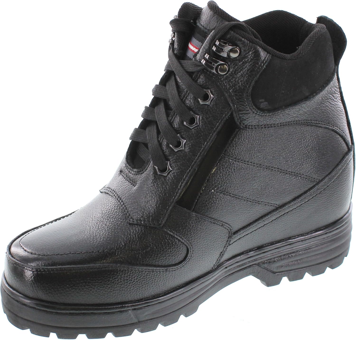 Calden Men's Invisible Height Increasing Elevator Shoes - Black Pebble Grain Leather Lace-up Ankle Boots with Extra Tall - 5.2 Inches Taller - K881805 - Size 7.5 D(M) US