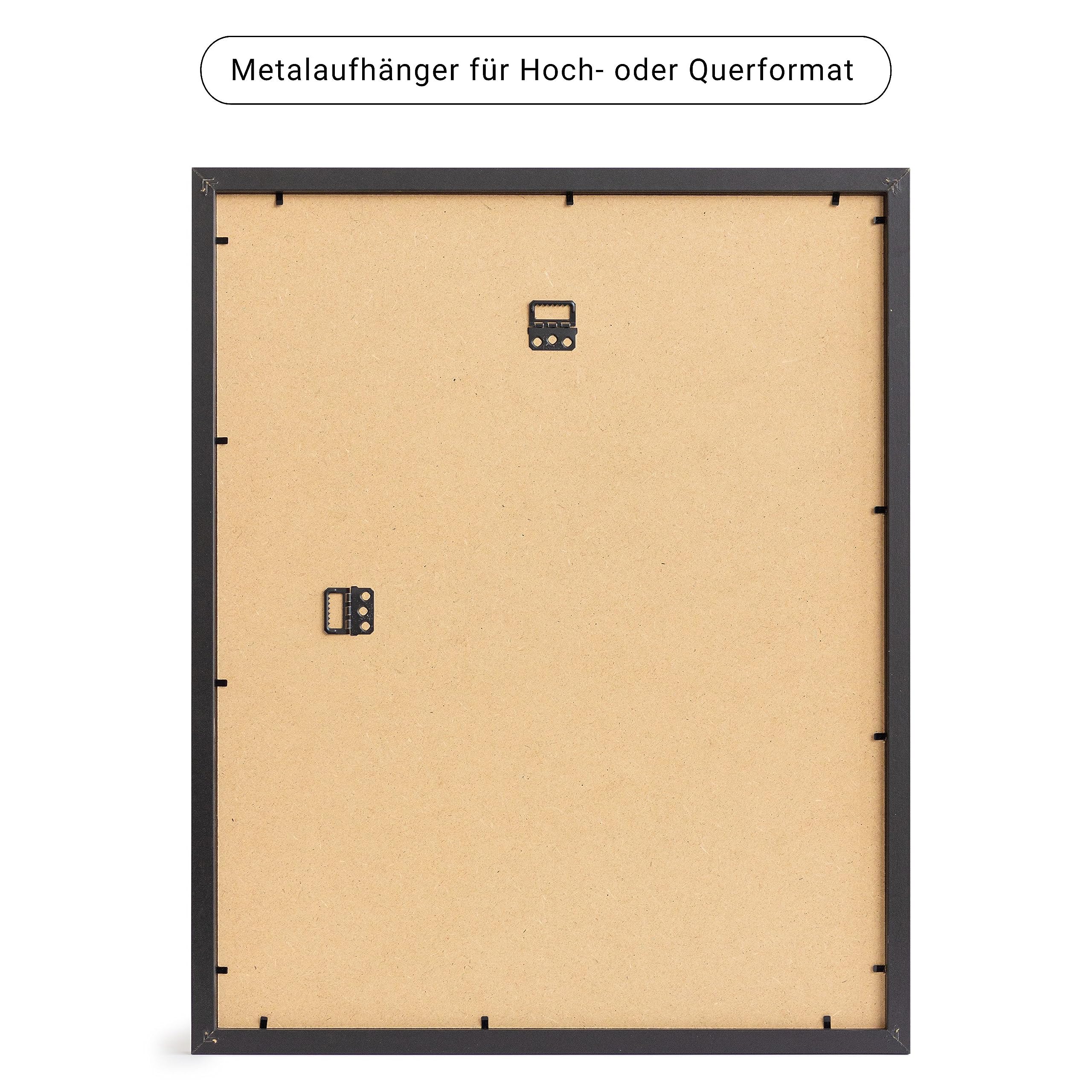 Bilderrahmen Schwarz mit Passepartout 35x45 cm - Rahmengröße 45x55 cm - Chloe 20 mm MDF Holzrahmen - Acrylglas