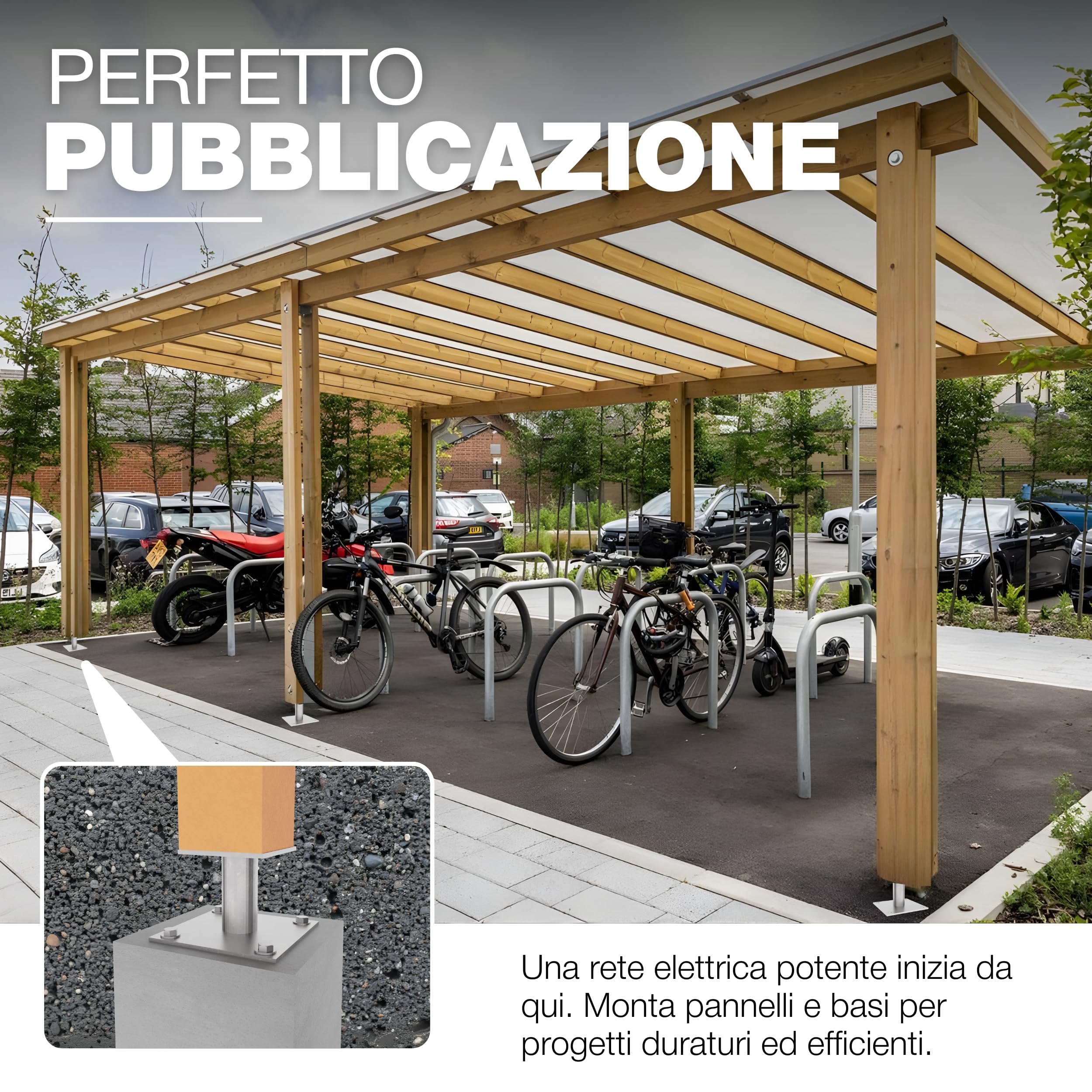 GeZu Impex Supporto per Pali 100 x 100 mm Set di 4 Ancoraggi per Pali Zincati a Caldo Supporto Heavy Duty Base Elevata