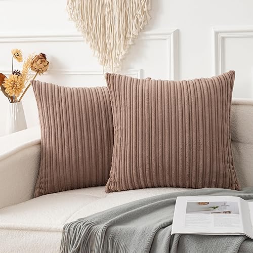 Miniatura 184 de UGASA - Juego de 2 fundas de almohada de terciopelo a rayas, funda decorativa para cojín con cremallera oculta para el hogar, sofá, dormitorio,