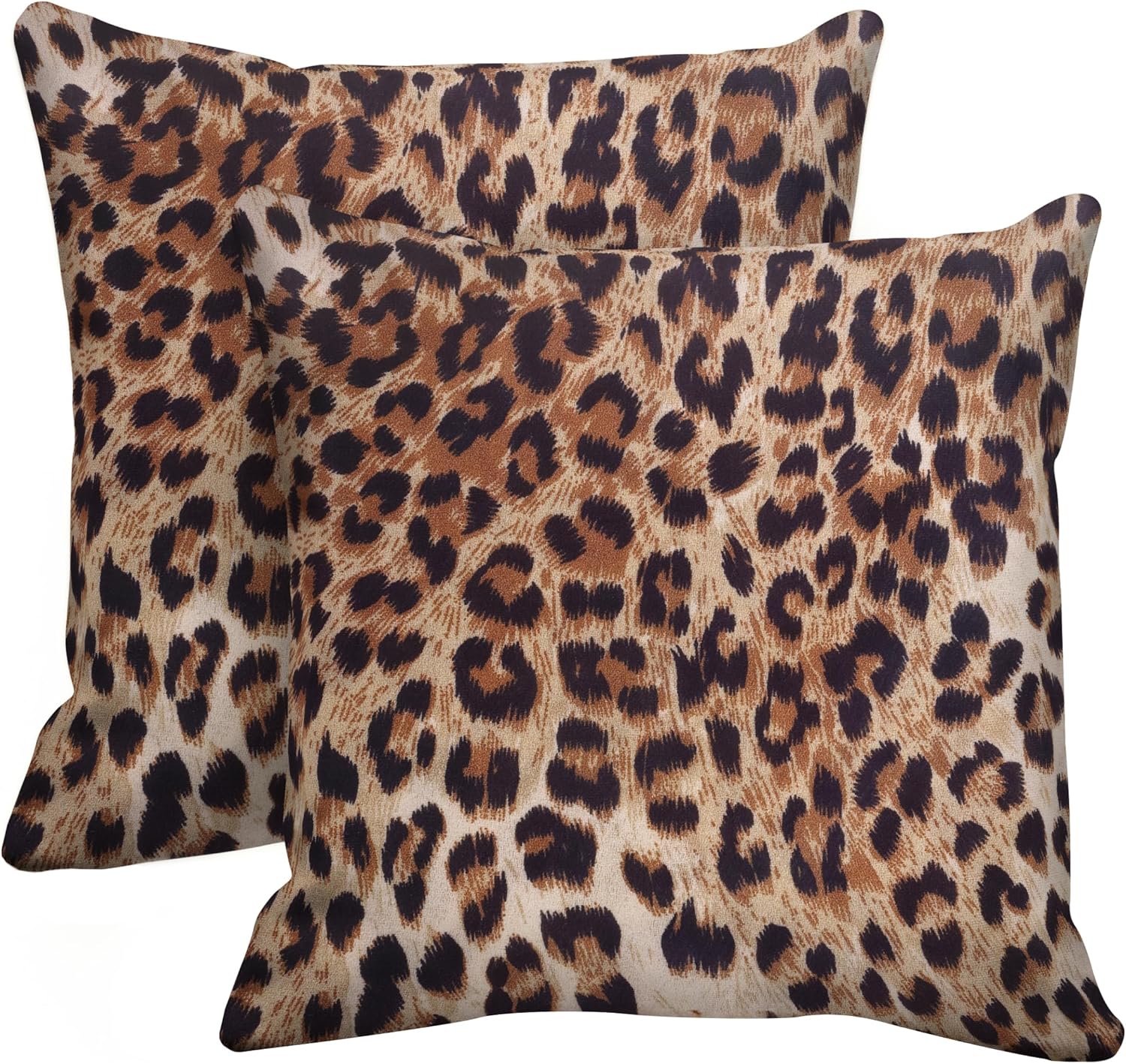 Cheetah Pillow Covers 18x18 Set of 2 Brown Leopard Throw Pillow Covers Soft Decorative Couch Pillow Covers for Home Living Room Bedroom - Image 7
