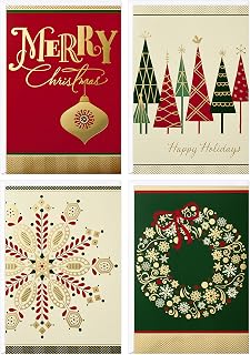 Hallmark Image Arts Christmas Boxed Cards Assortment Elegant Icons, 4 Foil Designs, 24 Cards with Envelopes