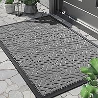 Yimobra 29.5x17 Waterproof Heavy Duty Front Door Mat - Non-Slip Outdoor Entrance Rug for Garage Patio Indoor Grey