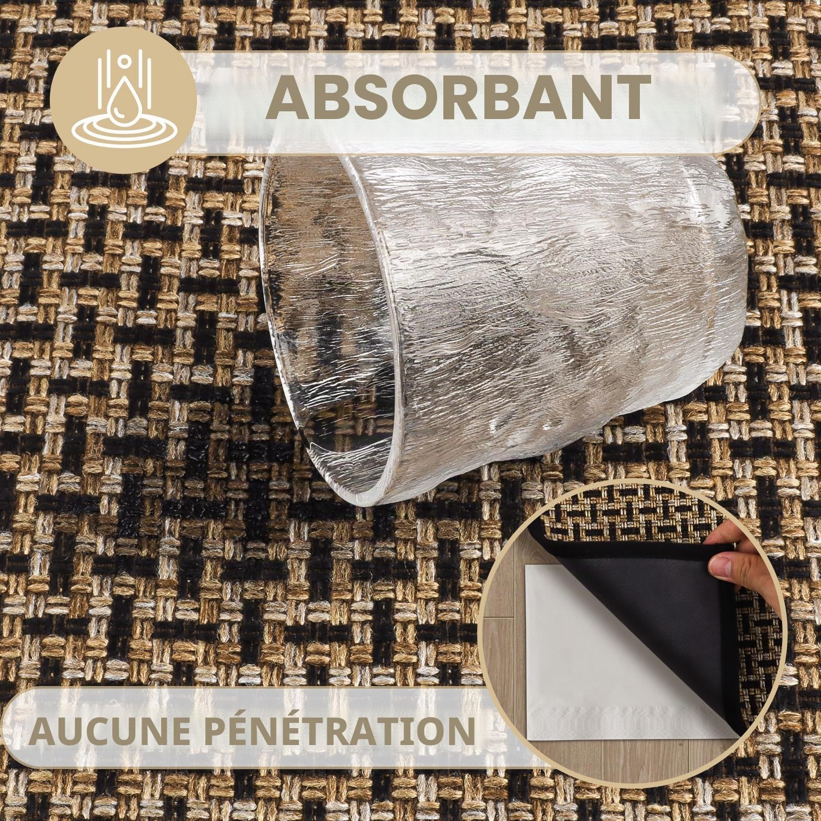 LEKEEPGO Tapis Entree Interieur 60x90cm, Paillasson Interieur Entree, Tapis de Sol Absorbant Lavable, Tapis Chambre Antidérapant, Tapis d'Entrée Fin pour Entrée, Couloir, Cuisine, Noir
