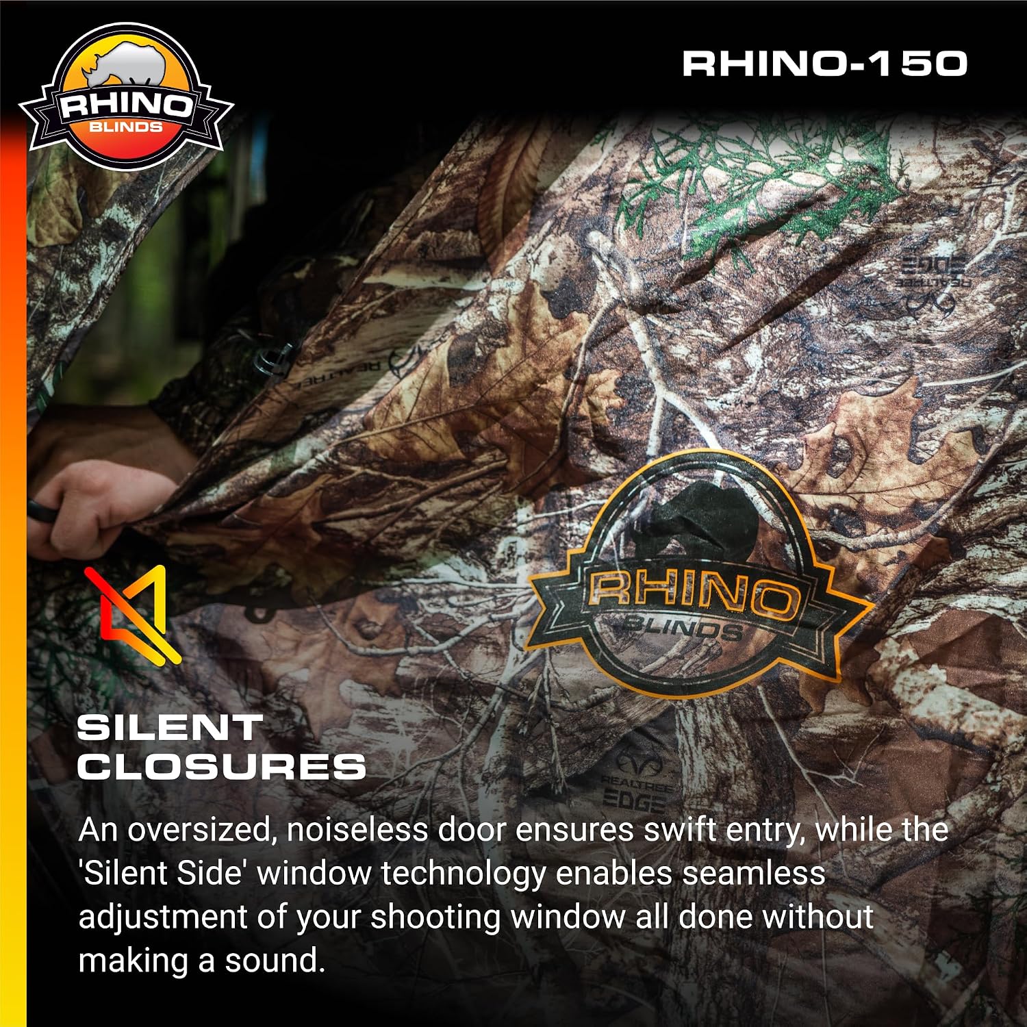 RHINO Blinds R150-RTE 3 Person Hunting Ground Blind, Realtree Edge