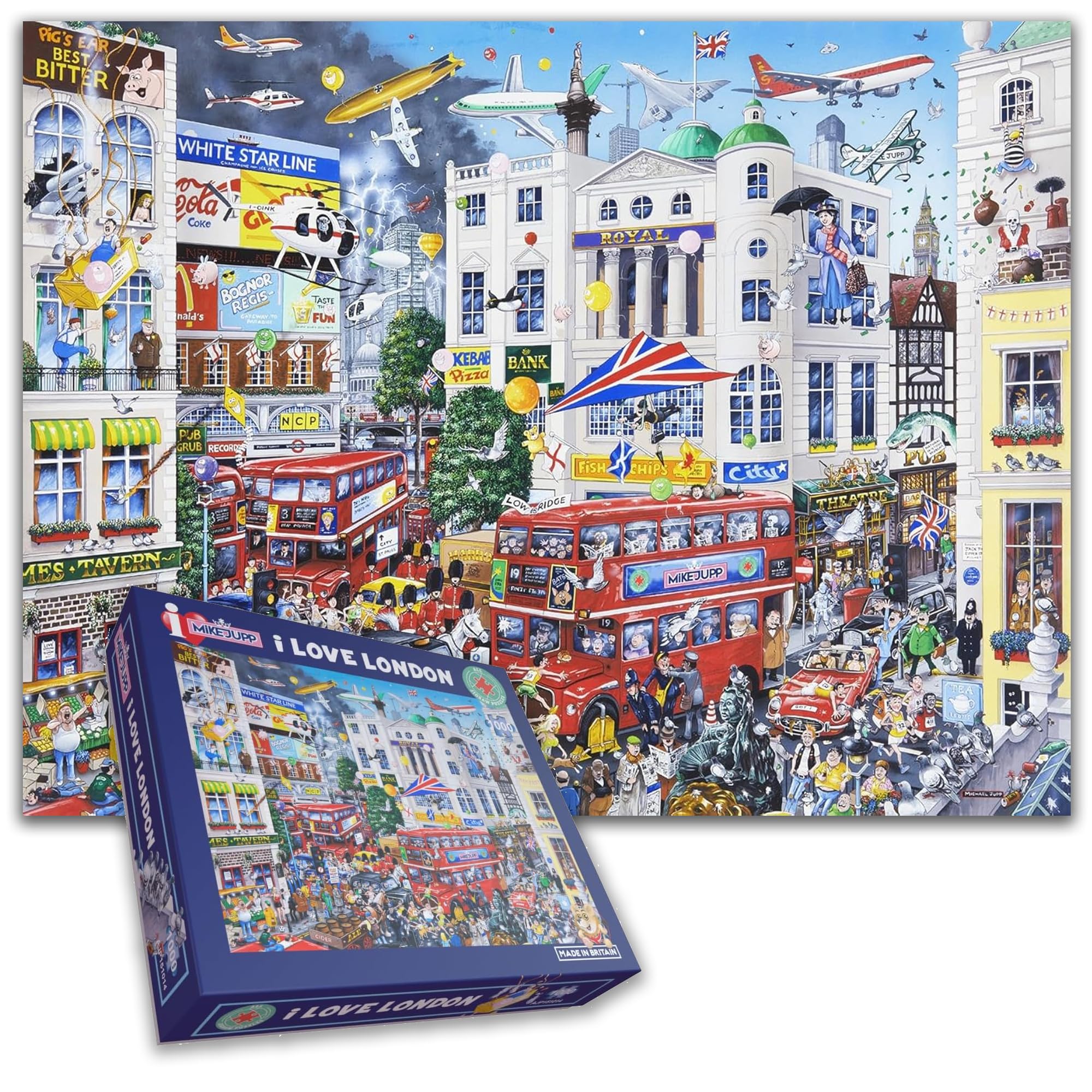 I Love London 1000 Piece Jigsaw Puzzle – Hilarious Puzzle by Mike Jupp – Perfect for Puzzle Enthusiasts and London Lovers Size 66 x 50 CM