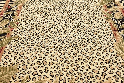 Miniatura 13 de Unique Loom Wildlife Collection - Alfombra inspirada en animales con diseño de bordes de guepardo, 6 x 9 pies, marfilnegro