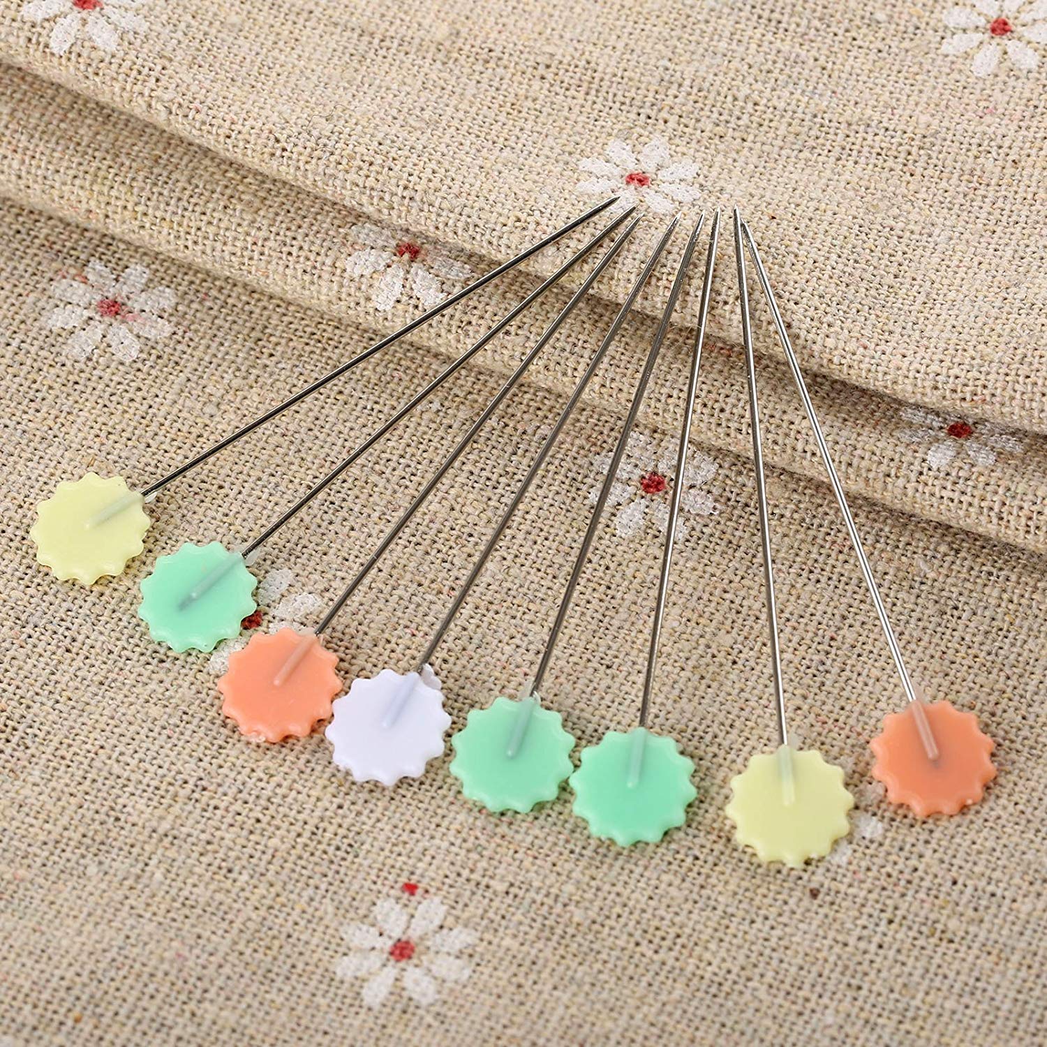 100 Pieces Color Leaves Head Pins - 2 Inch Flower Shape Sewing Pins For DIY Crafts