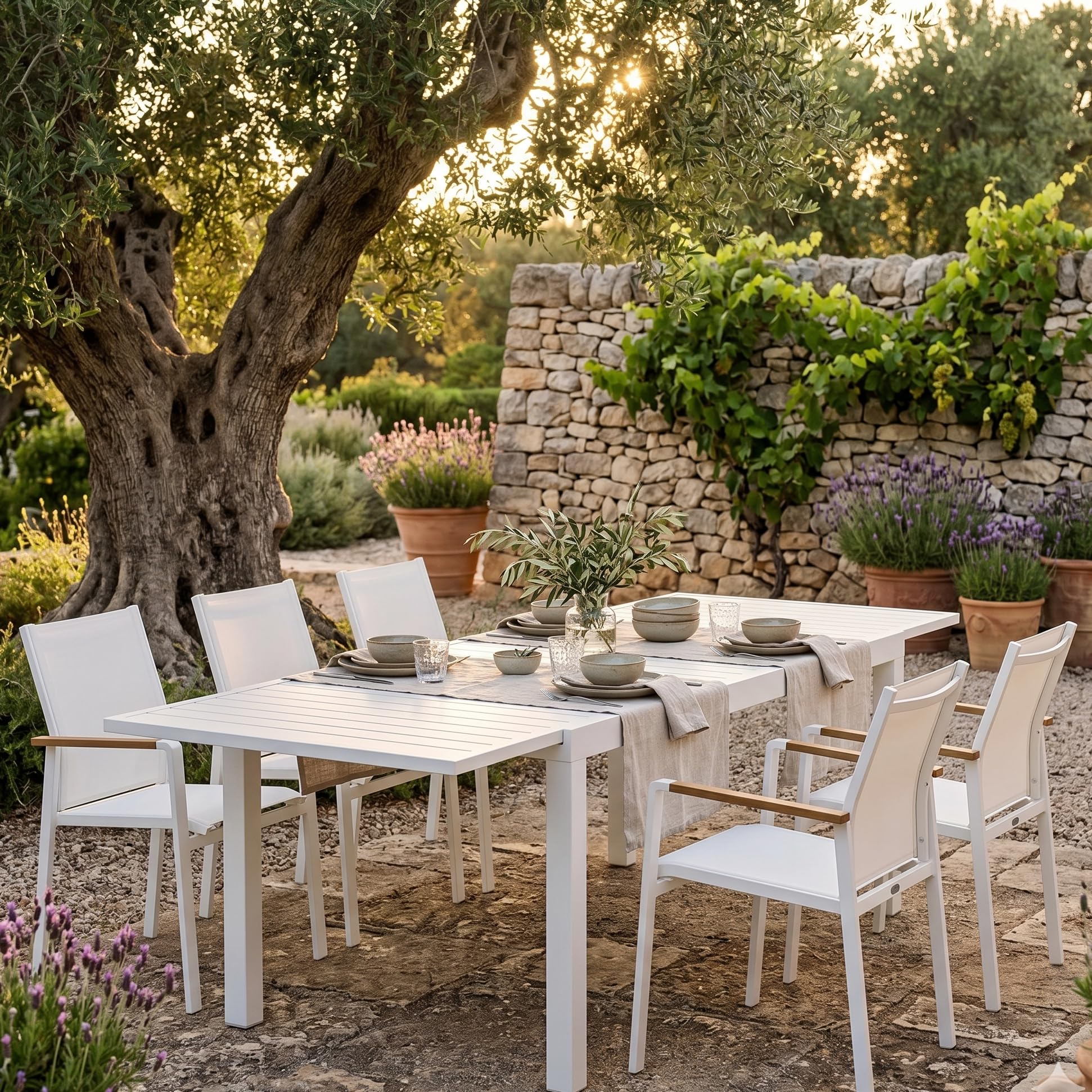 Decor Space Tavolo allungabile Porto Rico in alluminio Bianco per giardino e veranda 135/270 x 90 cm (Tavolo)