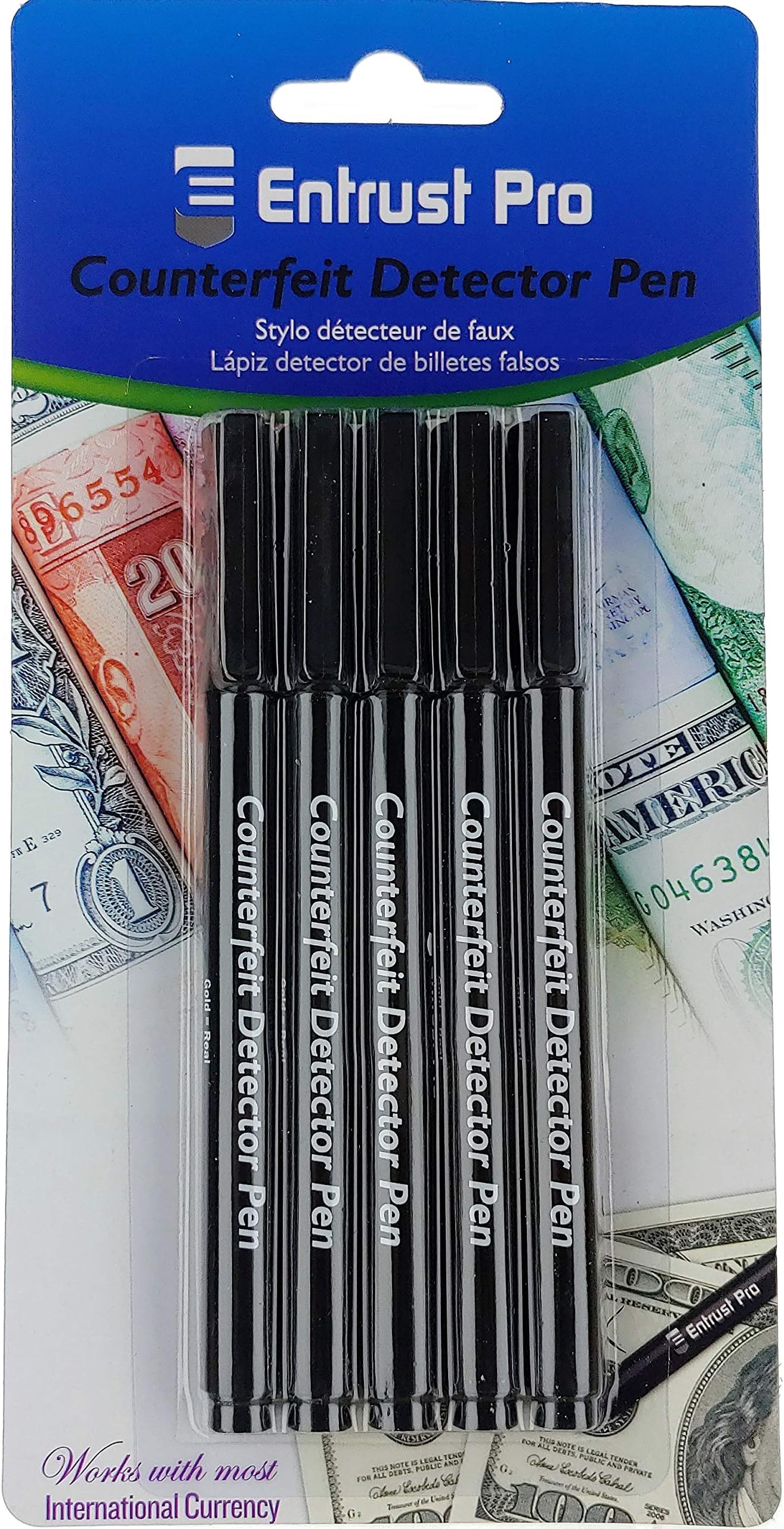 5-Pack Counterfeit Bill Detector Pens - Chisel Tip