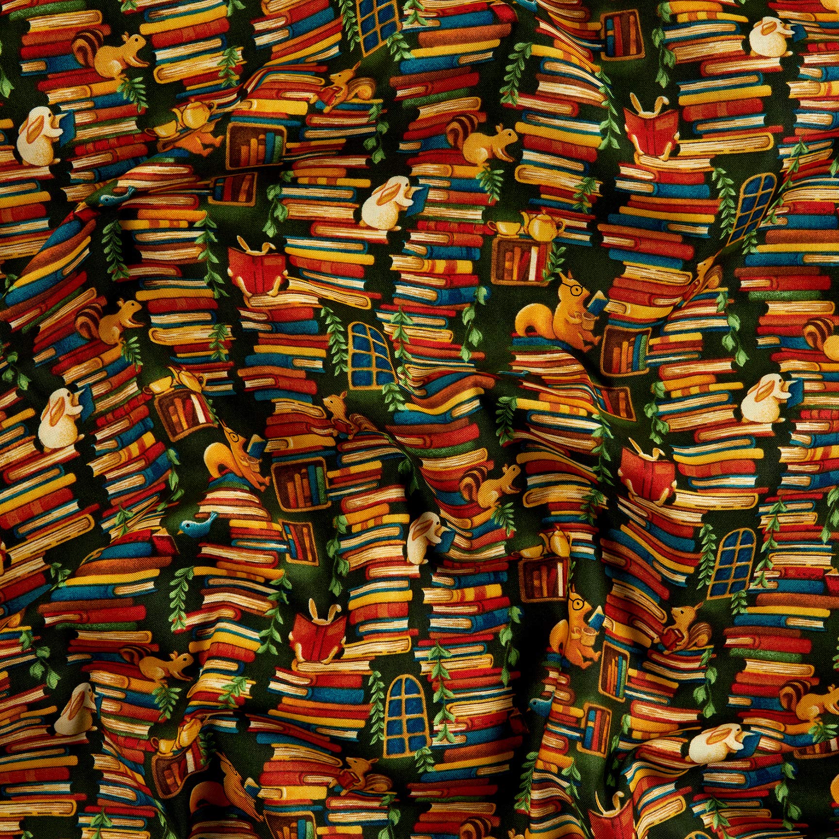 Paintbrush Studios Forest Fables Stacked Books Orange Green, Quilting Fabric by the Yard - Image 4